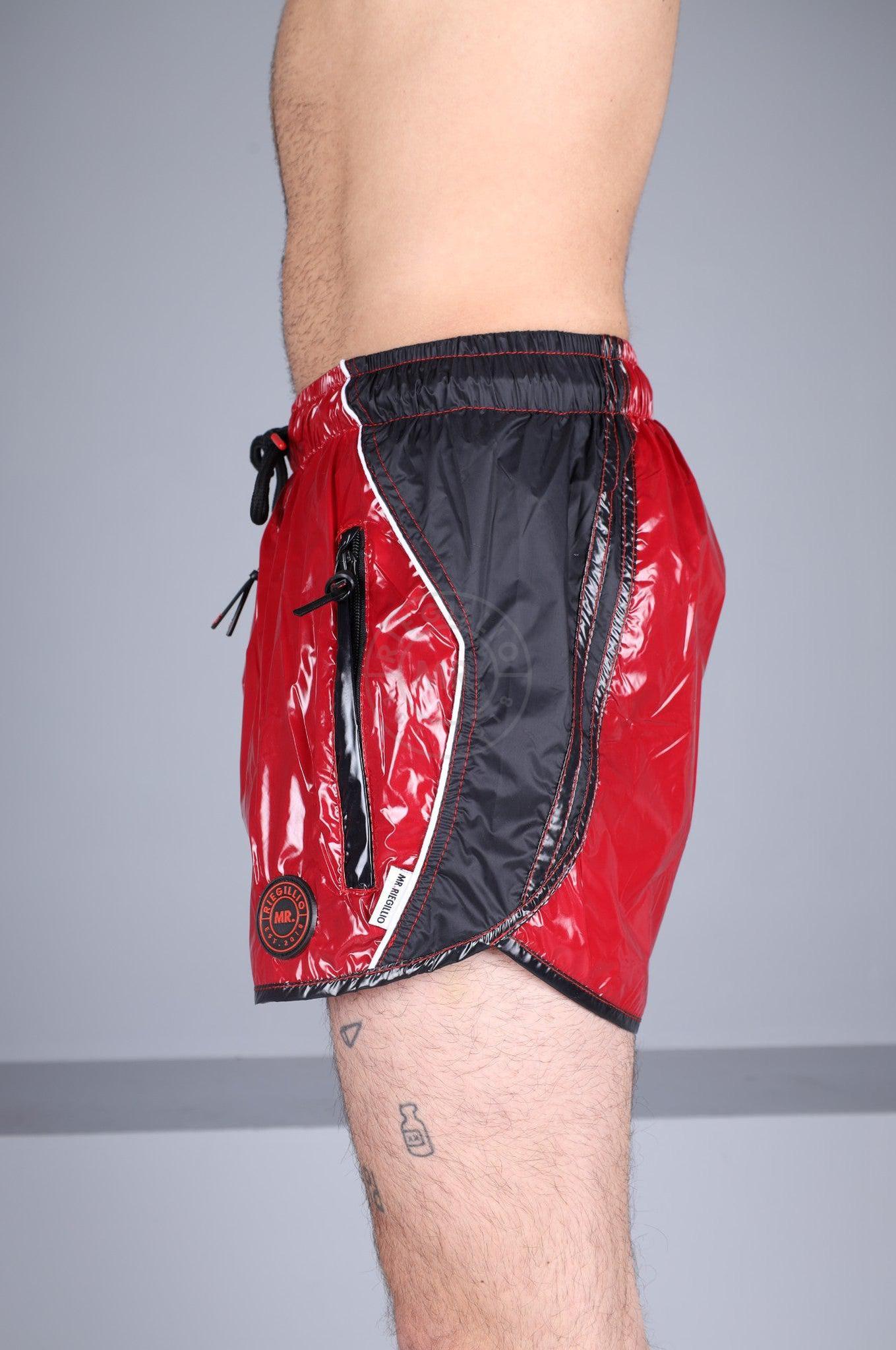 Shiny Nylon 24 Mini Short Thru Zip - Red at MR. Riegillio