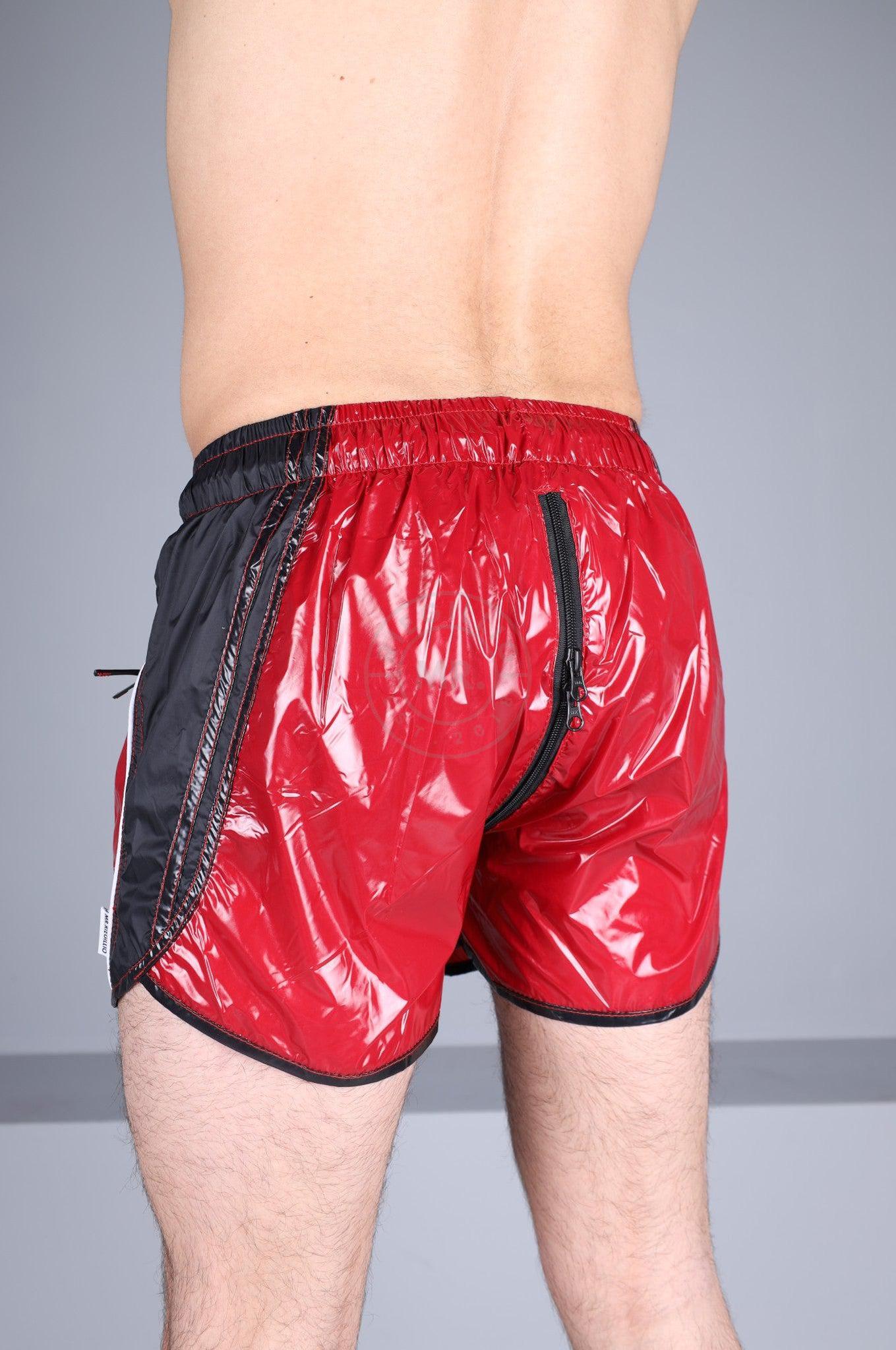 Shiny Nylon 24 Mini Short Thru Zip - Red at MR. Riegillio