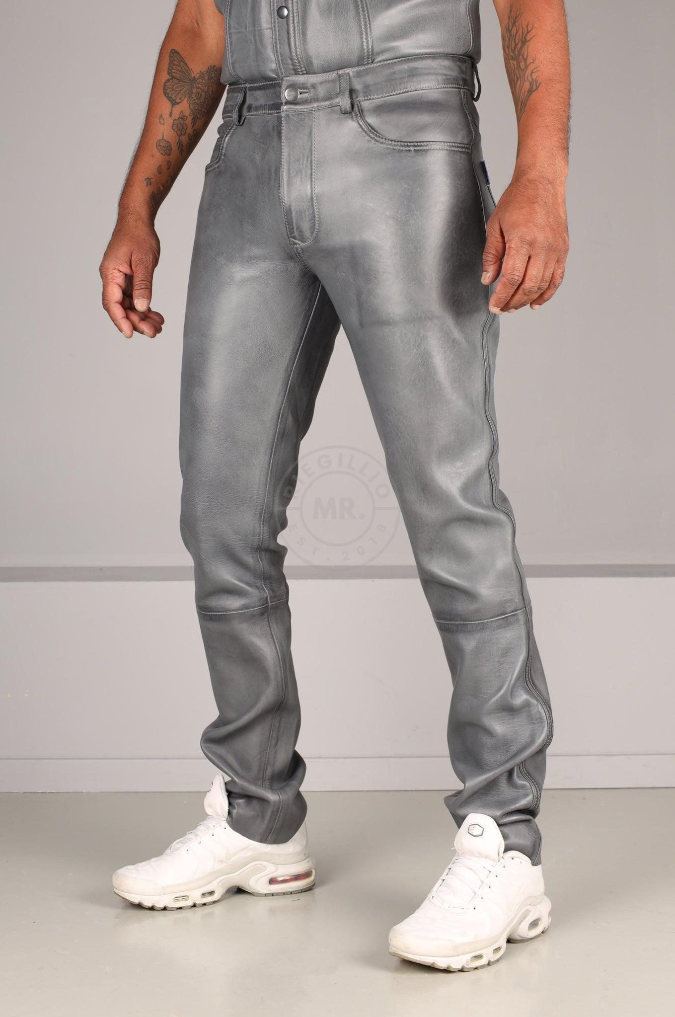 Washed Grey 5 Pocket Pants at MR. Riegillio
