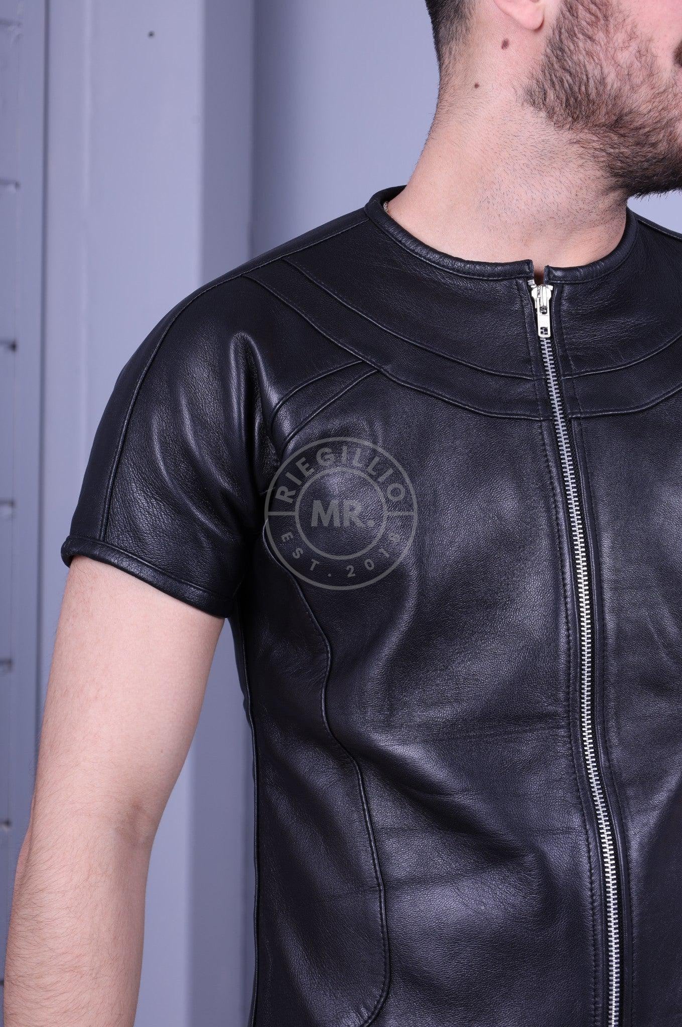 Leather Biker Shirt - Black at MR. Riegillio