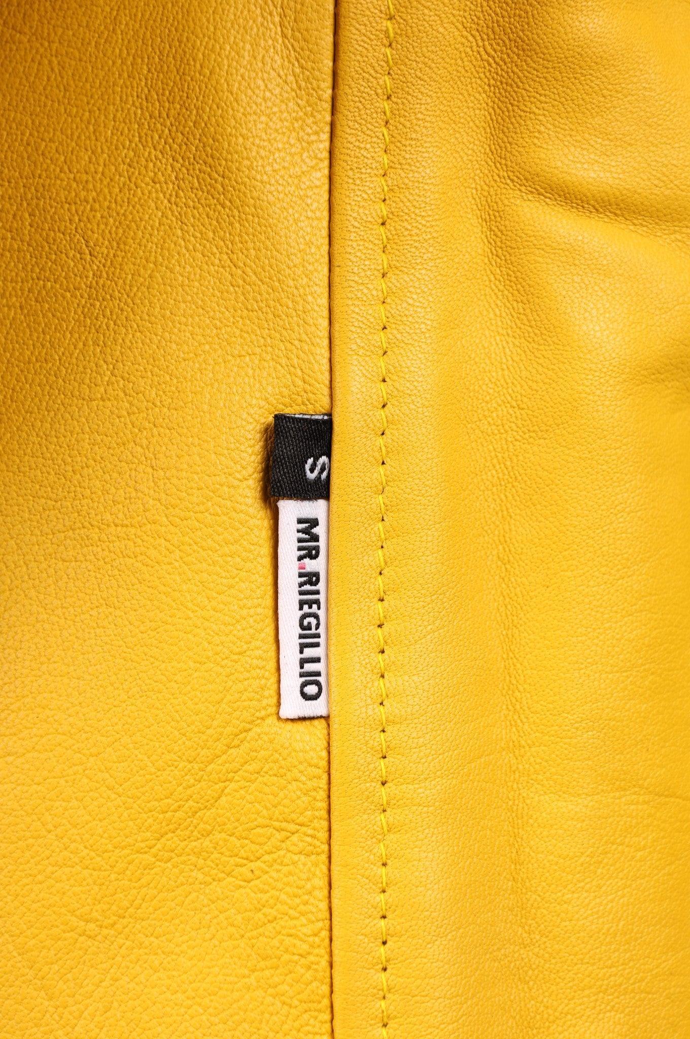 Black Leather Reversible Waistcoat - Yellow at MR. Riegillio