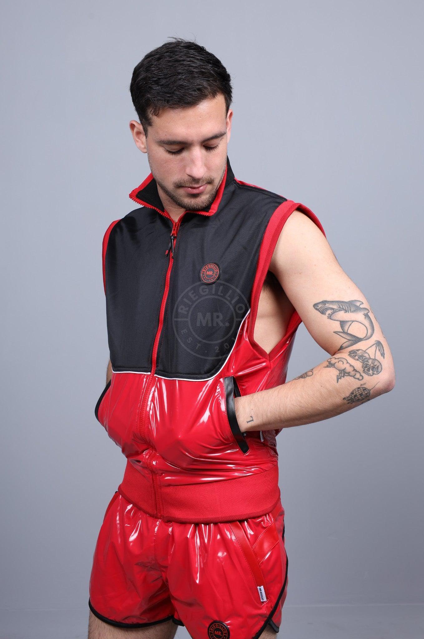 PVC 24 Tracksuit Sleeveless Jacket - Red at MR. Riegillio