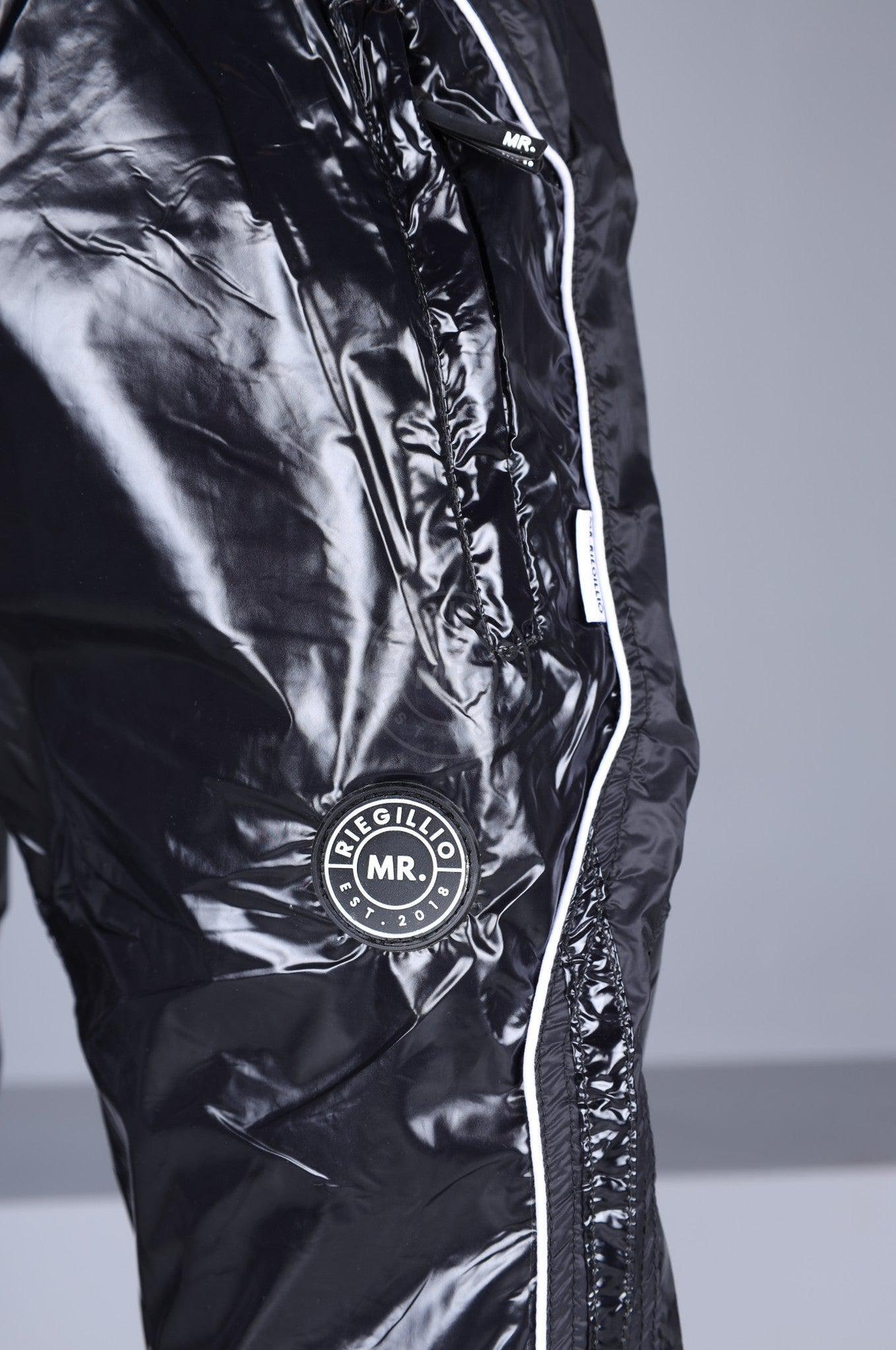 Shiny Nylon 24 Tracksuit Pants Thru Zip - Black at MR. Riegillio