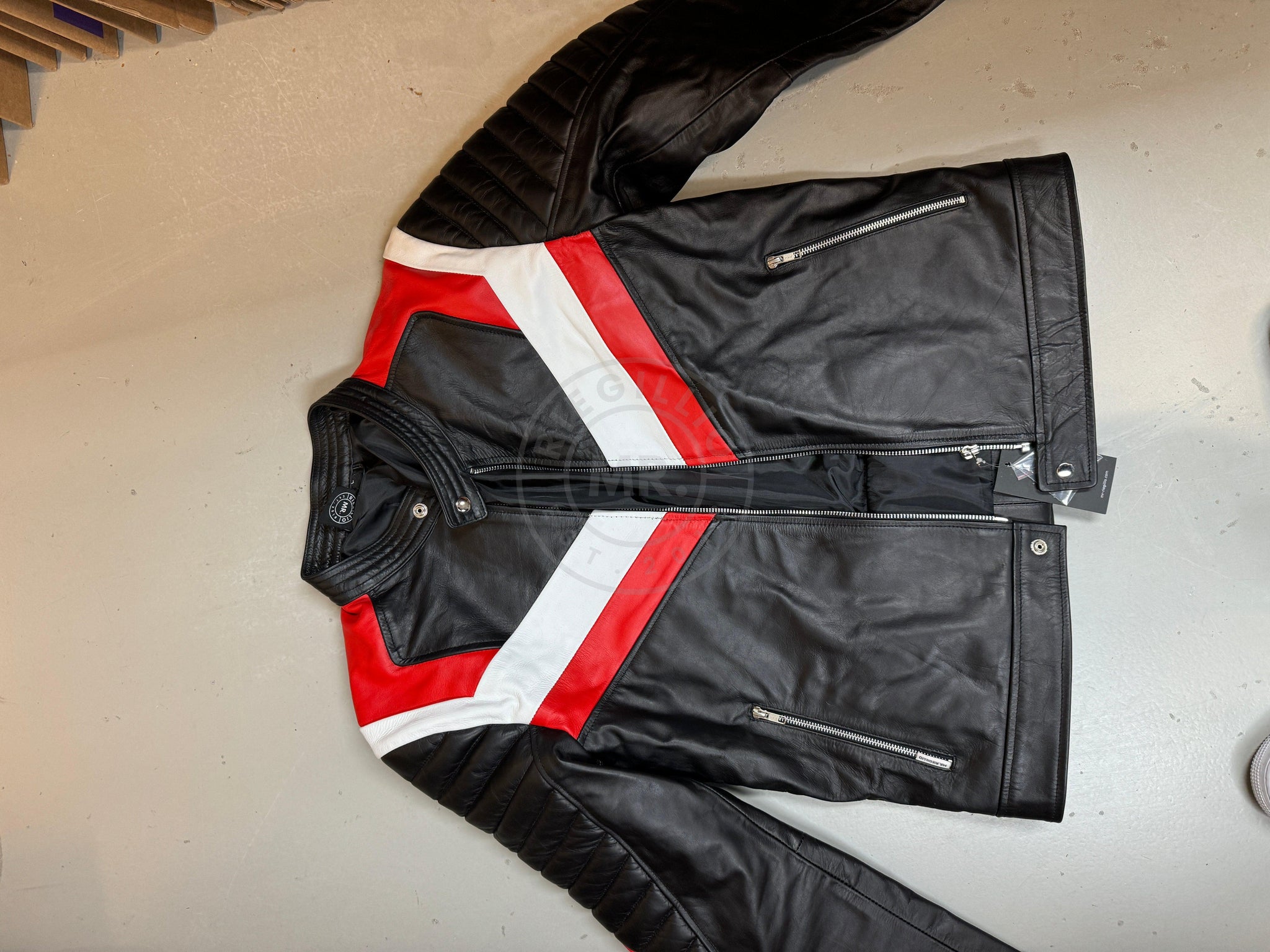 Red And Black Leather Jacket Black Leather Jacket Red White Panels