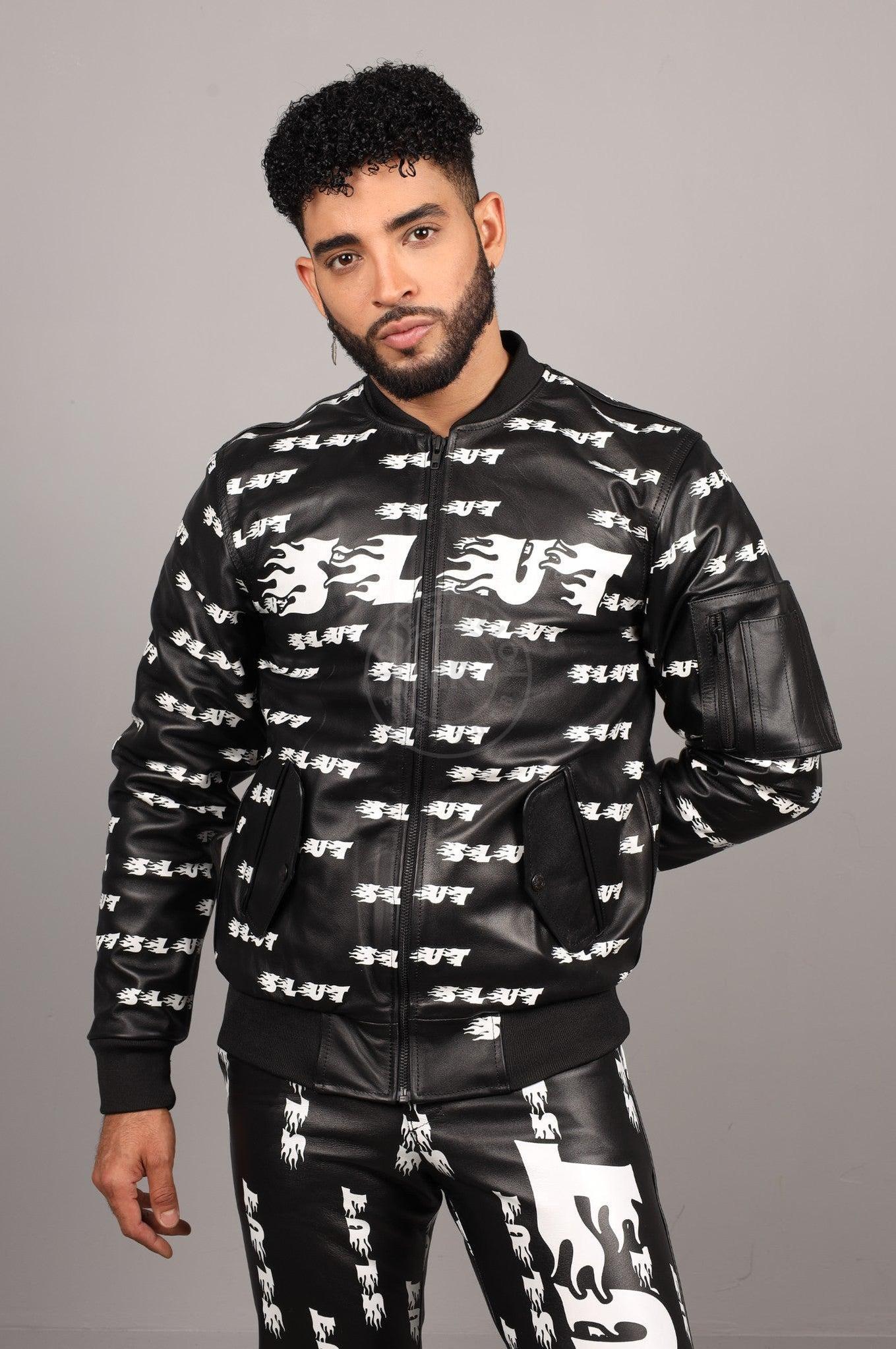 Black Leather Bomber Jacket - SLUT at MR. Riegillio