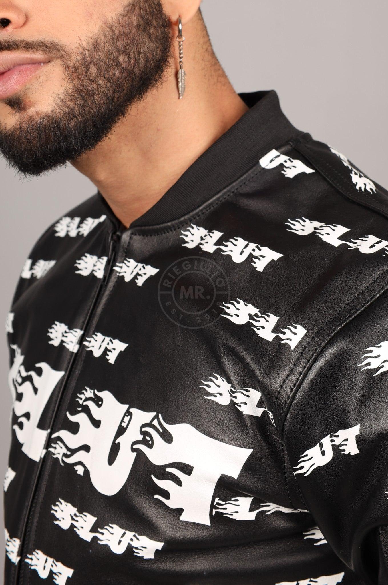 Black Leather Bomber Jacket - SLUT at MR. Riegillio