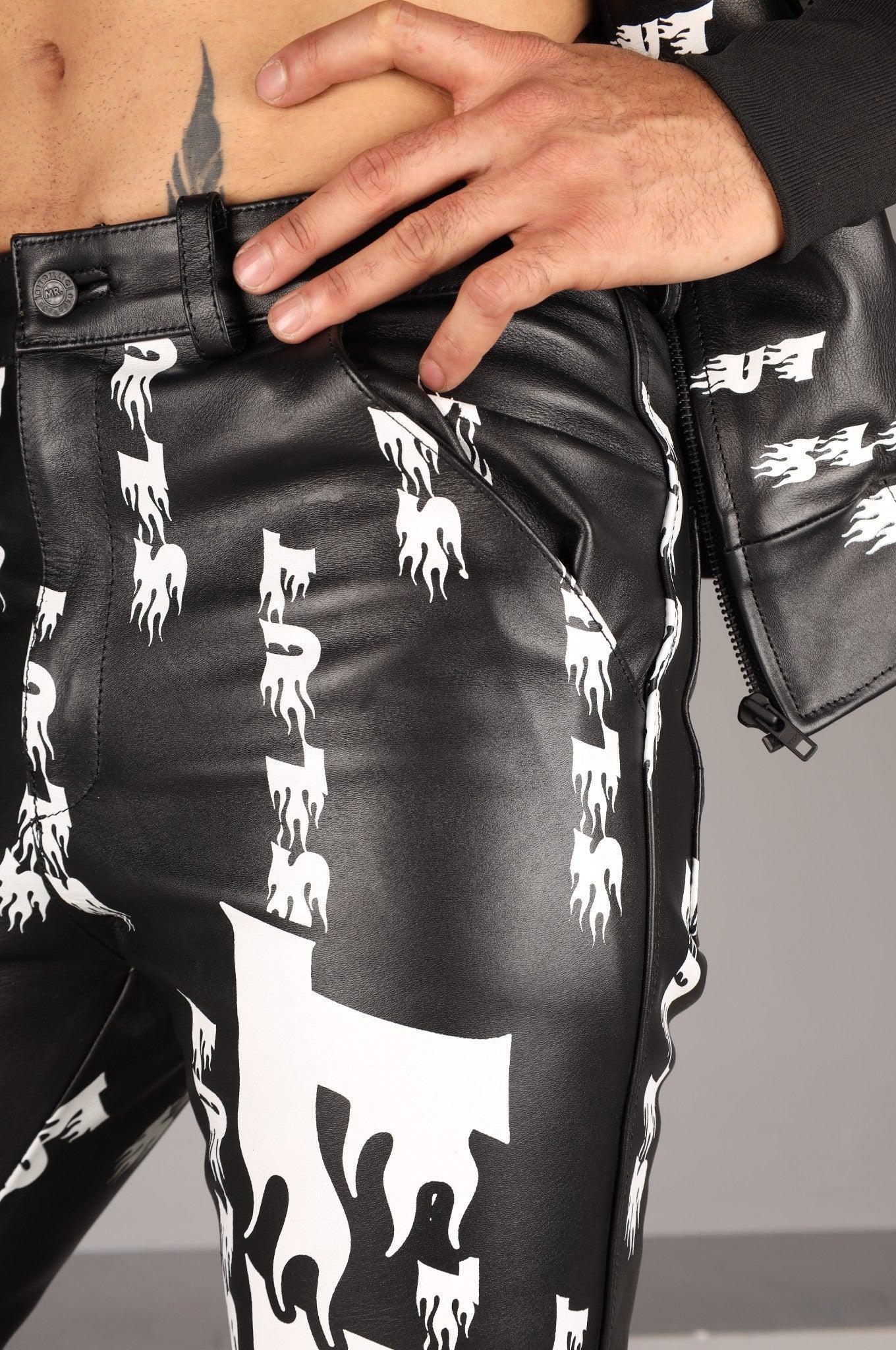 Black Leather 5 Pocket Pants - SLUT at MR. Riegillio