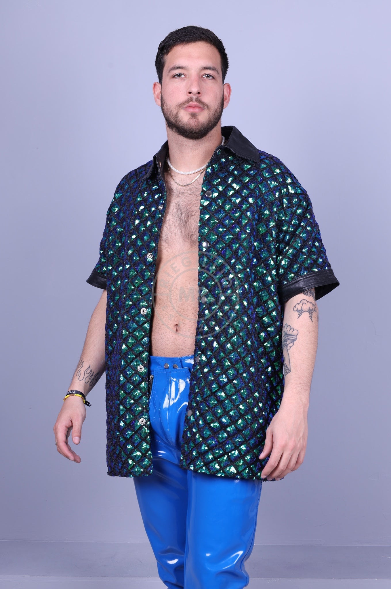 Square Sequin Shirt Green at MR. Riegillio