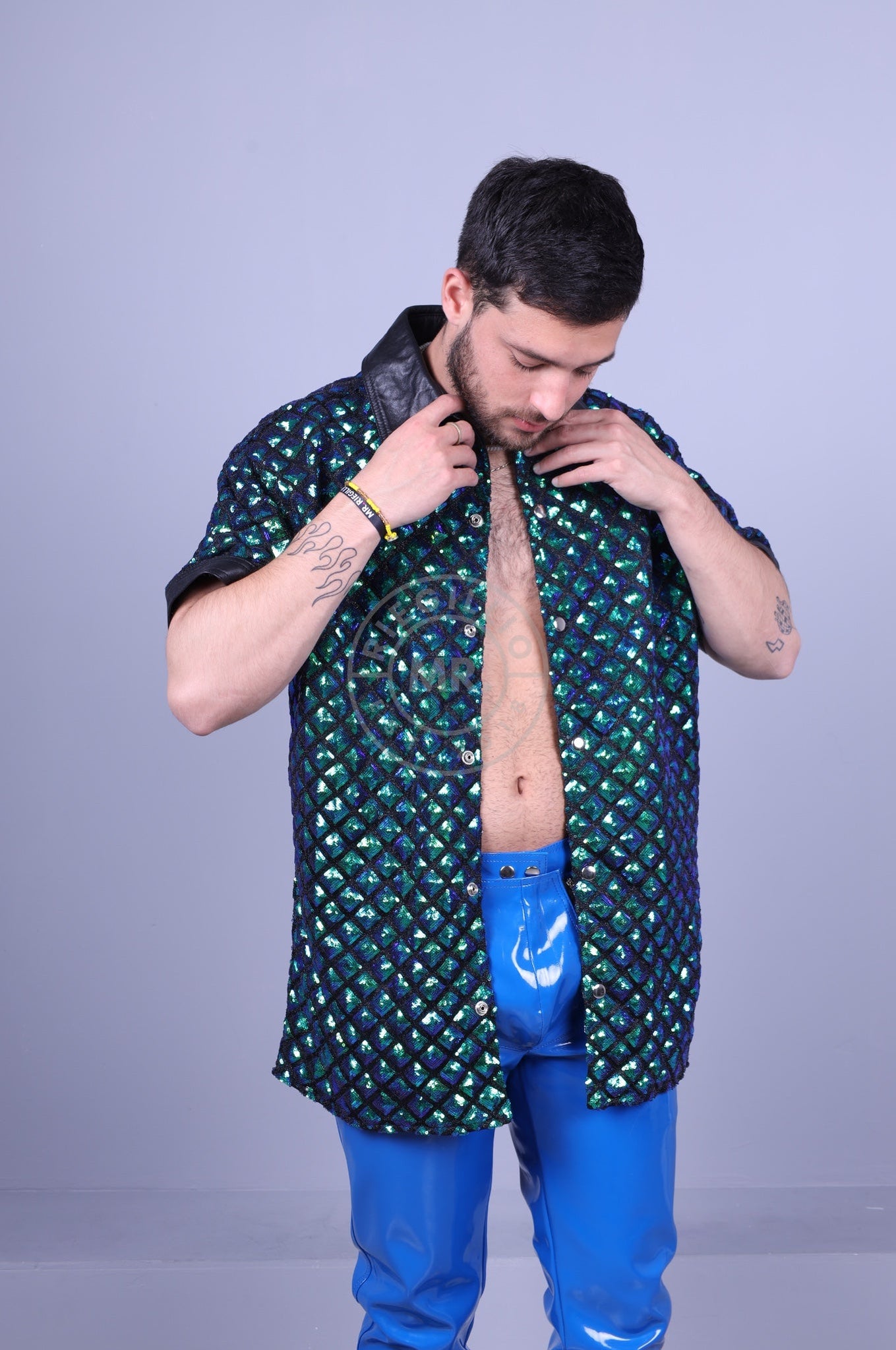Square Sequin Shirt Green at MR. Riegillio