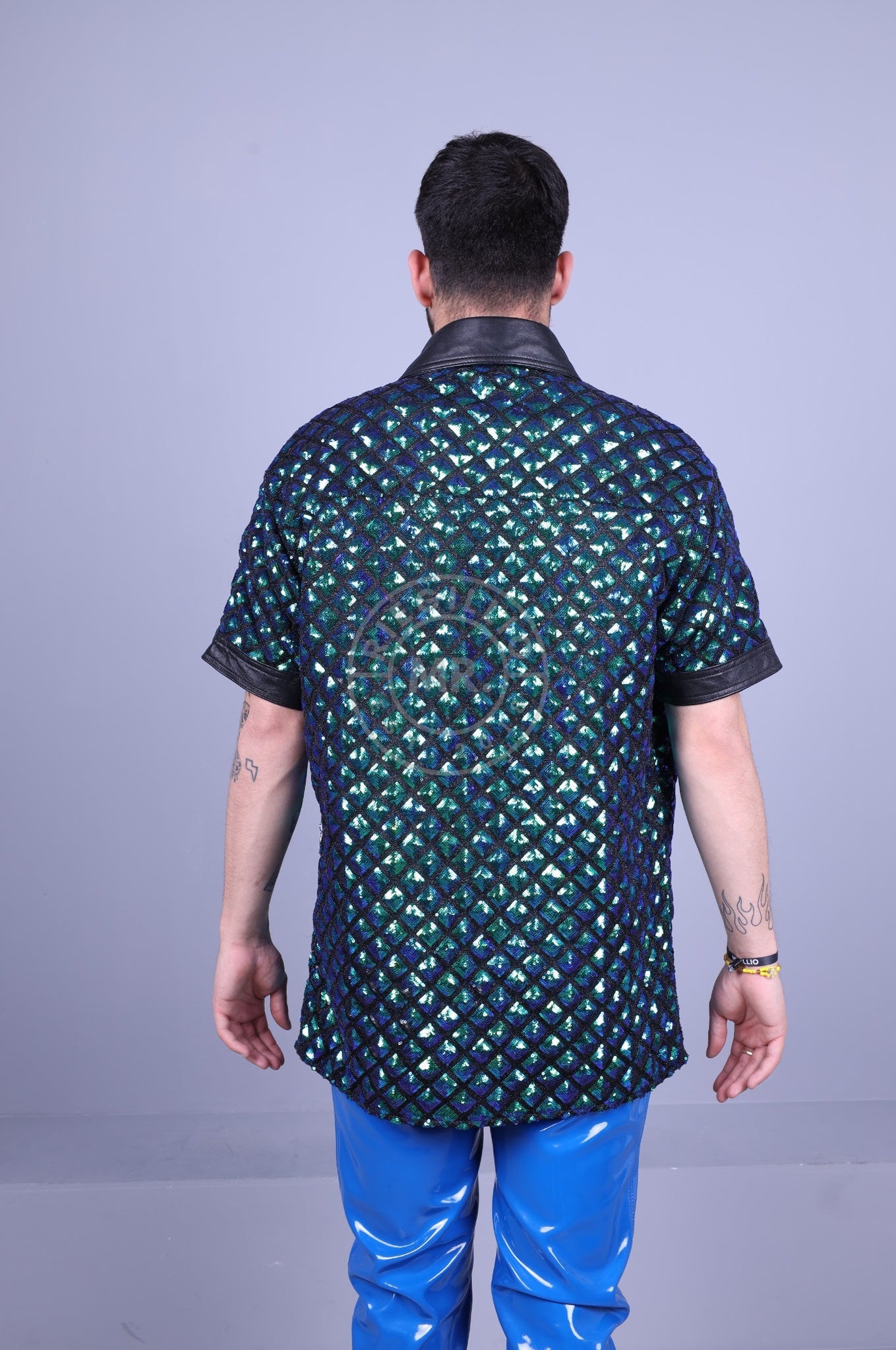 Square Sequin Shirt Green at MR. Riegillio