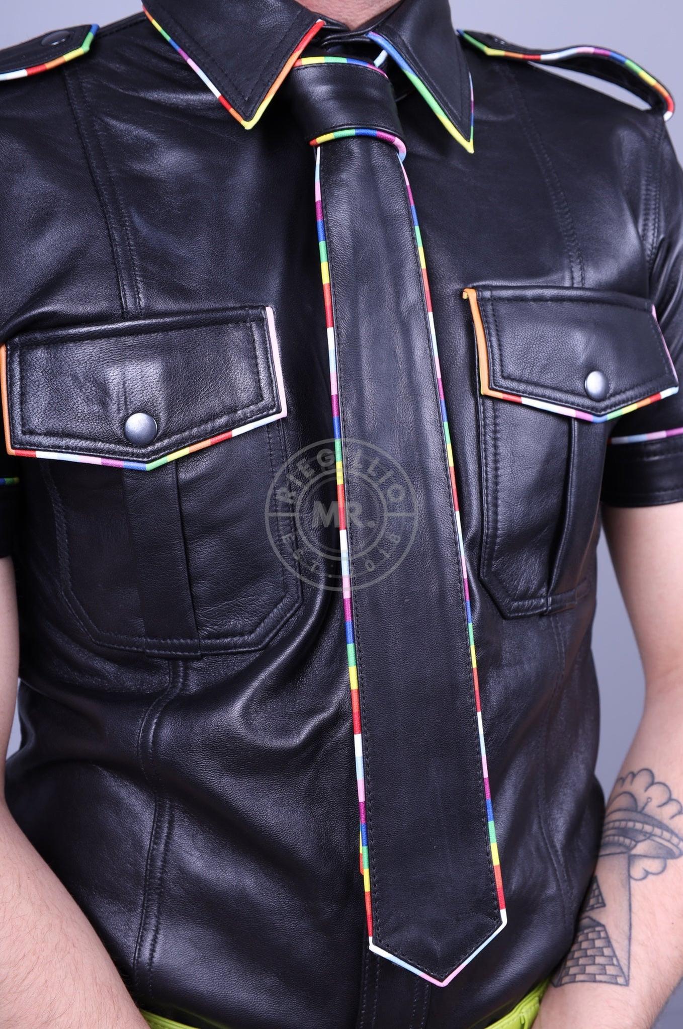 Black Leather Tie - PROUD Piping at MR. Riegillio