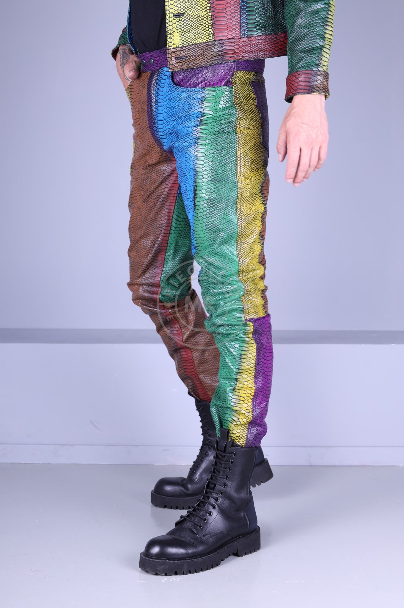 Colored Leather Snake Pants at MR. Riegillio