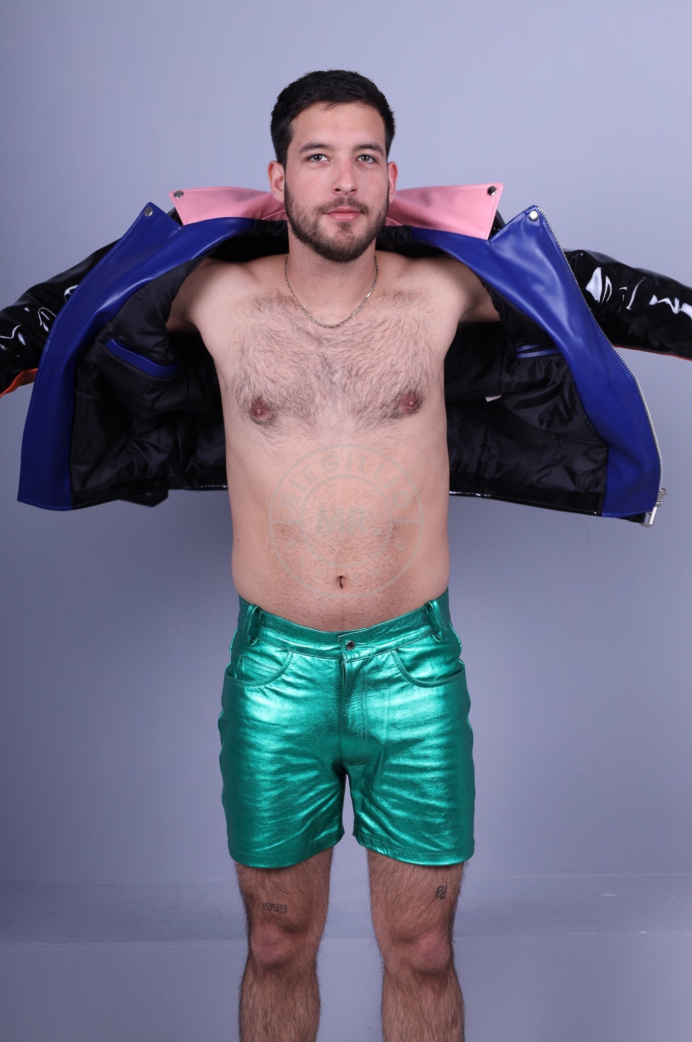 Green Metallic Leather Short at MR. Riegillio