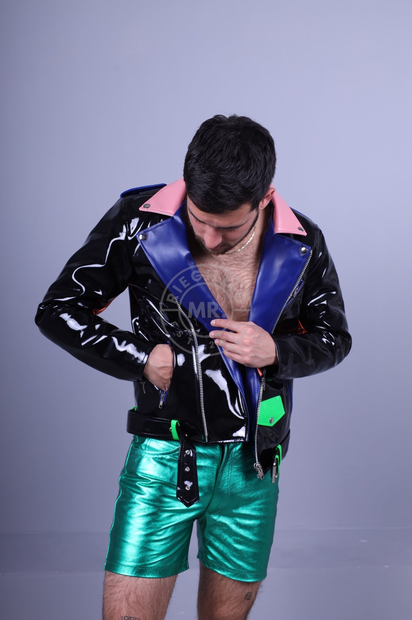 Green Metallic Leather Short at MR. Riegillio