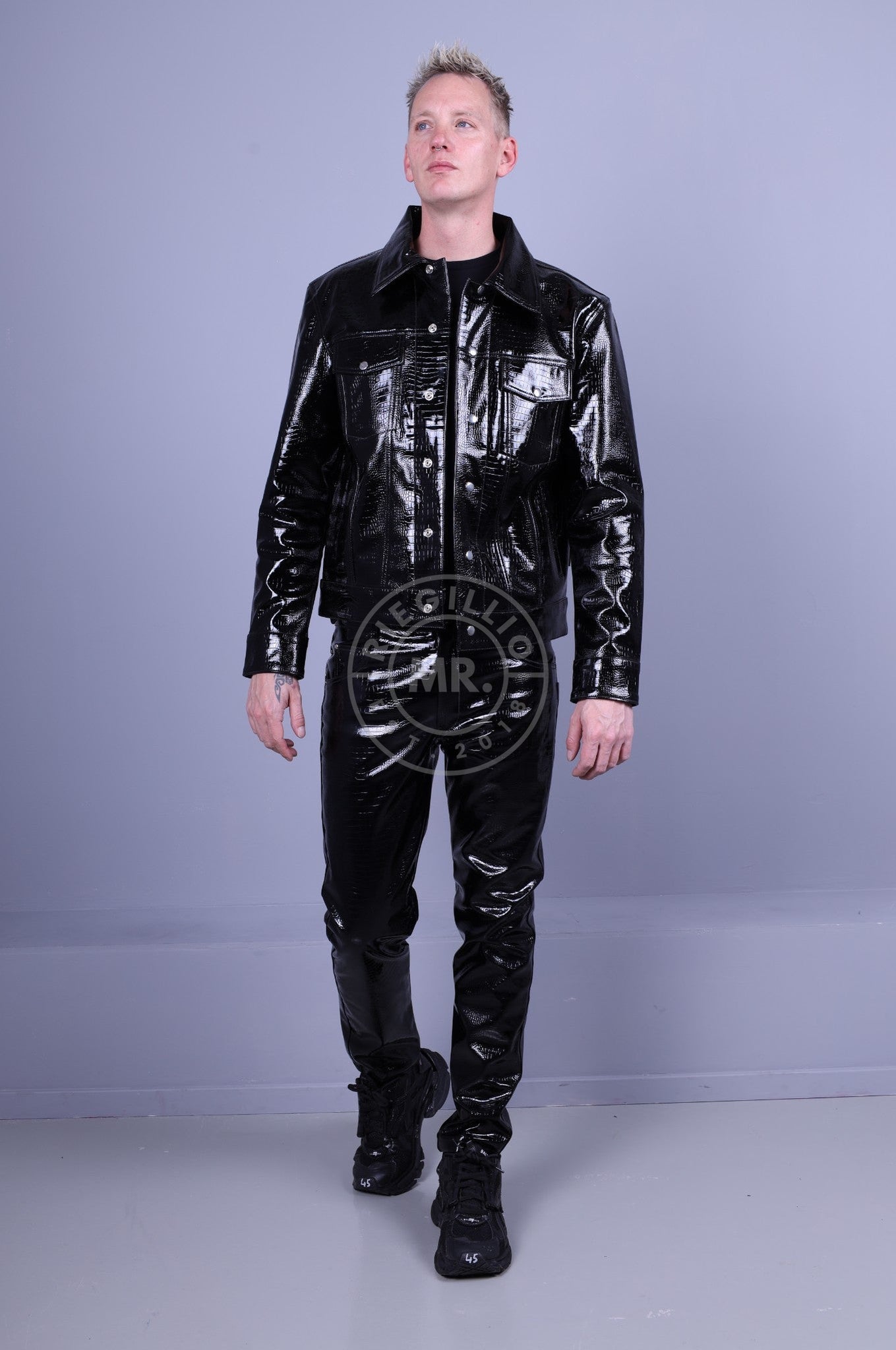 Heavy PVC Snake Print Pants - Black at MR. Riegillio