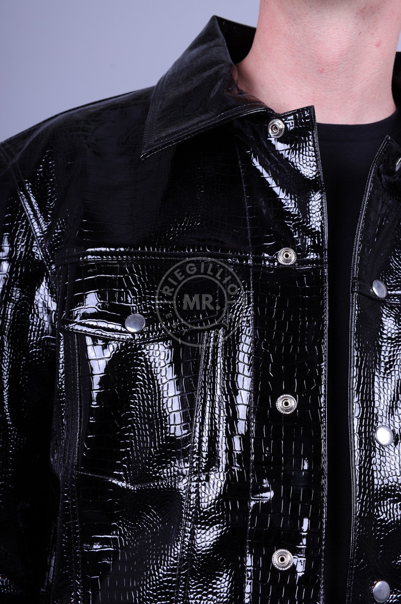 Heavy PVC Snake Print Jacket - Black at MR. Riegillio