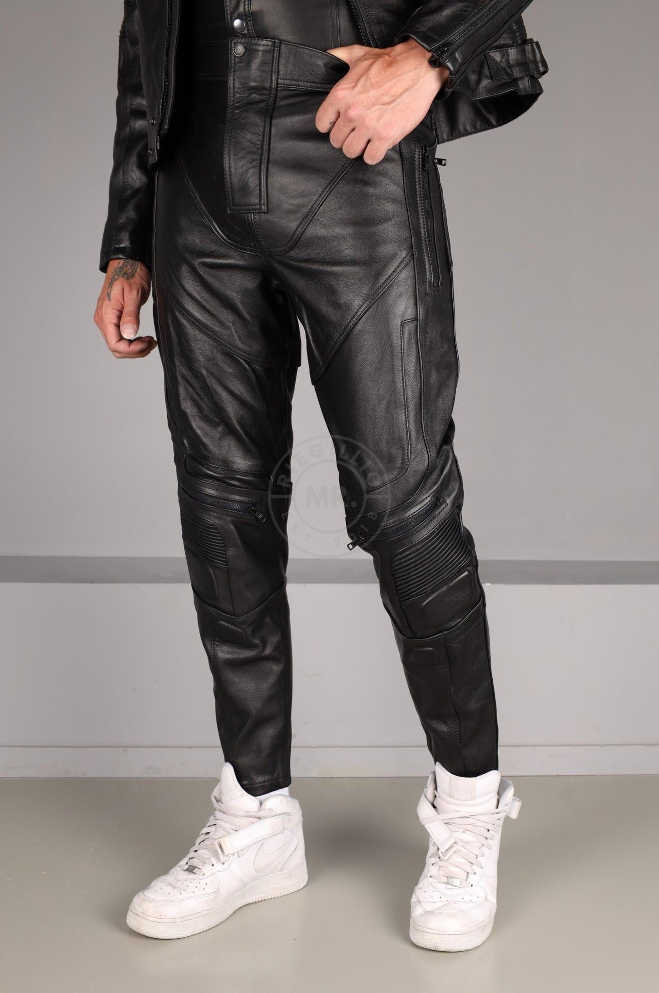 Leather Motorcycle Pants - Black at MR. Riegillio