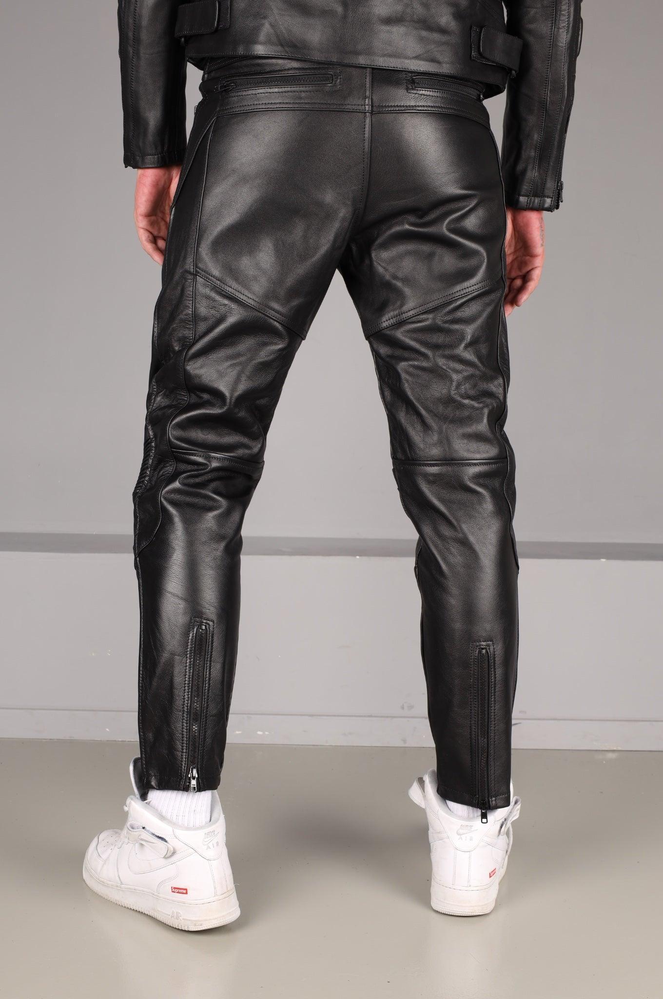 Leather Motorcycle Pants - Black at MR. Riegillio