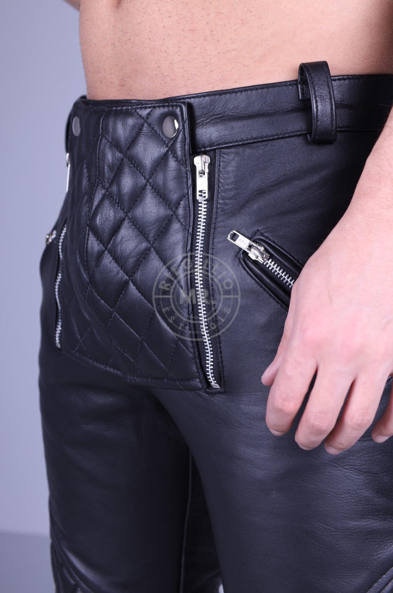 Leather Padded Front Zipper Pants at MR. Riegillio