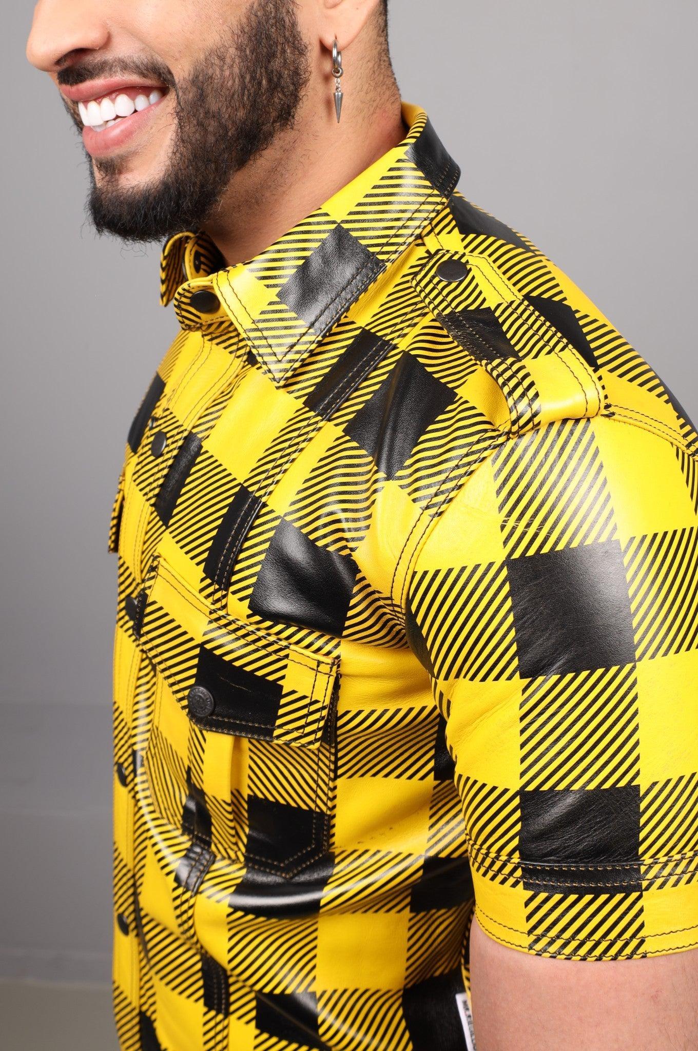 Yellow Flannel Leather Shirt at MR. Riegillio