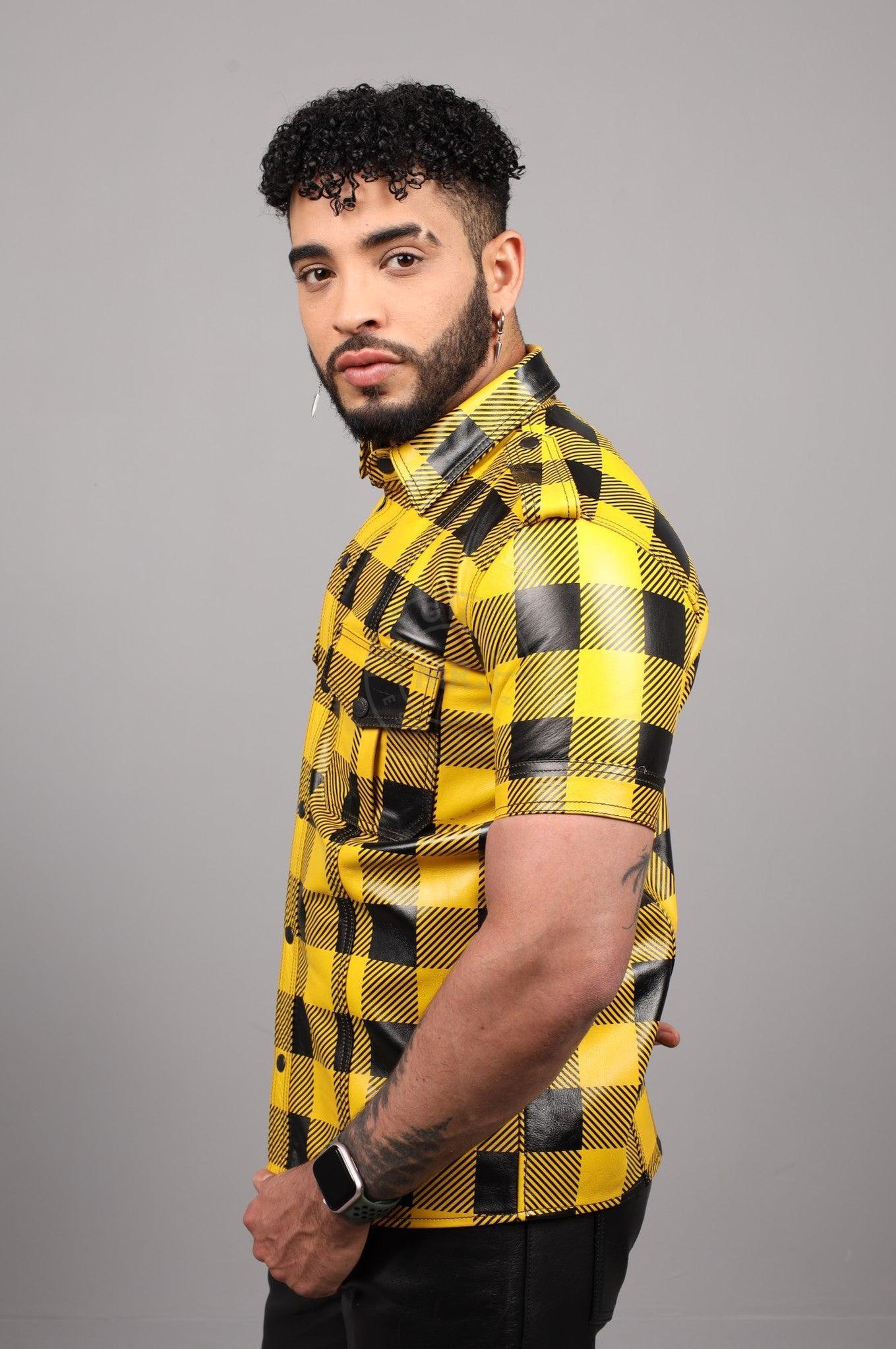 Yellow Flannel Leather Shirt at MR. Riegillio