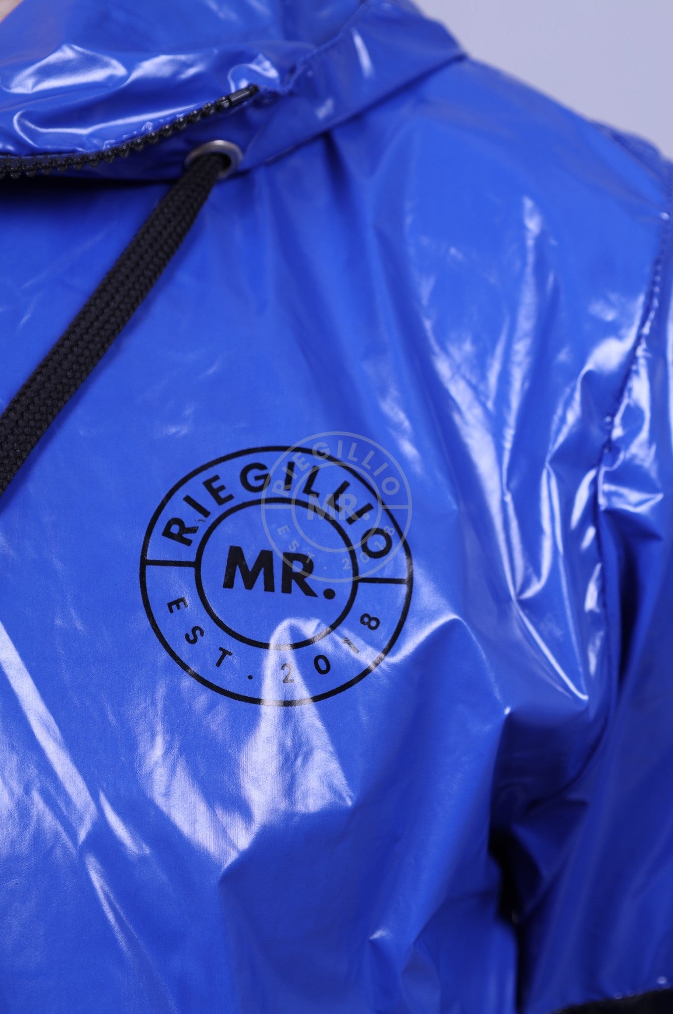 Shiny Nylon Tracksuit Jacket - Blue at MR. Riegillio