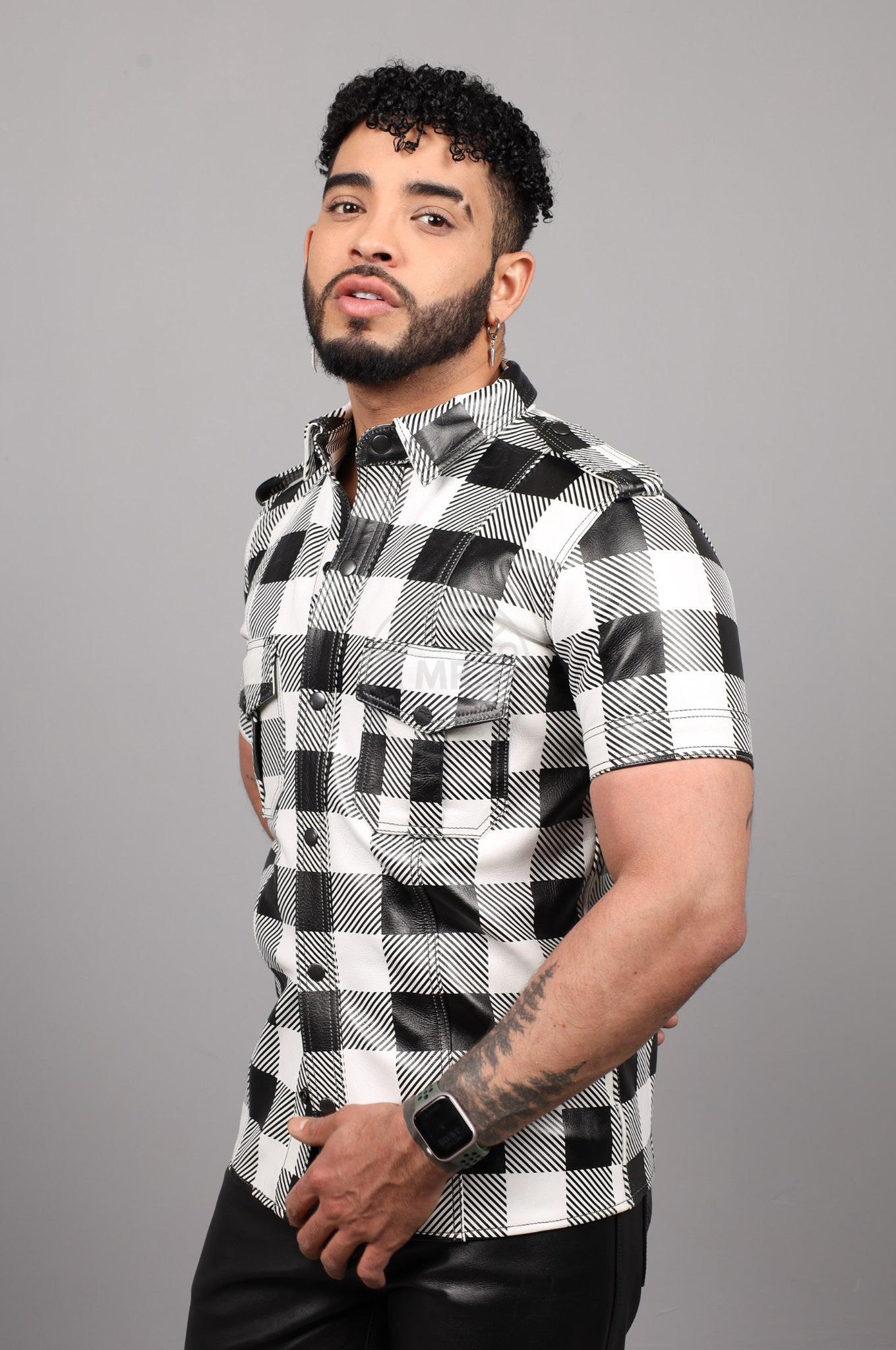 White Flannel Leather Shirt at MR. Riegillio