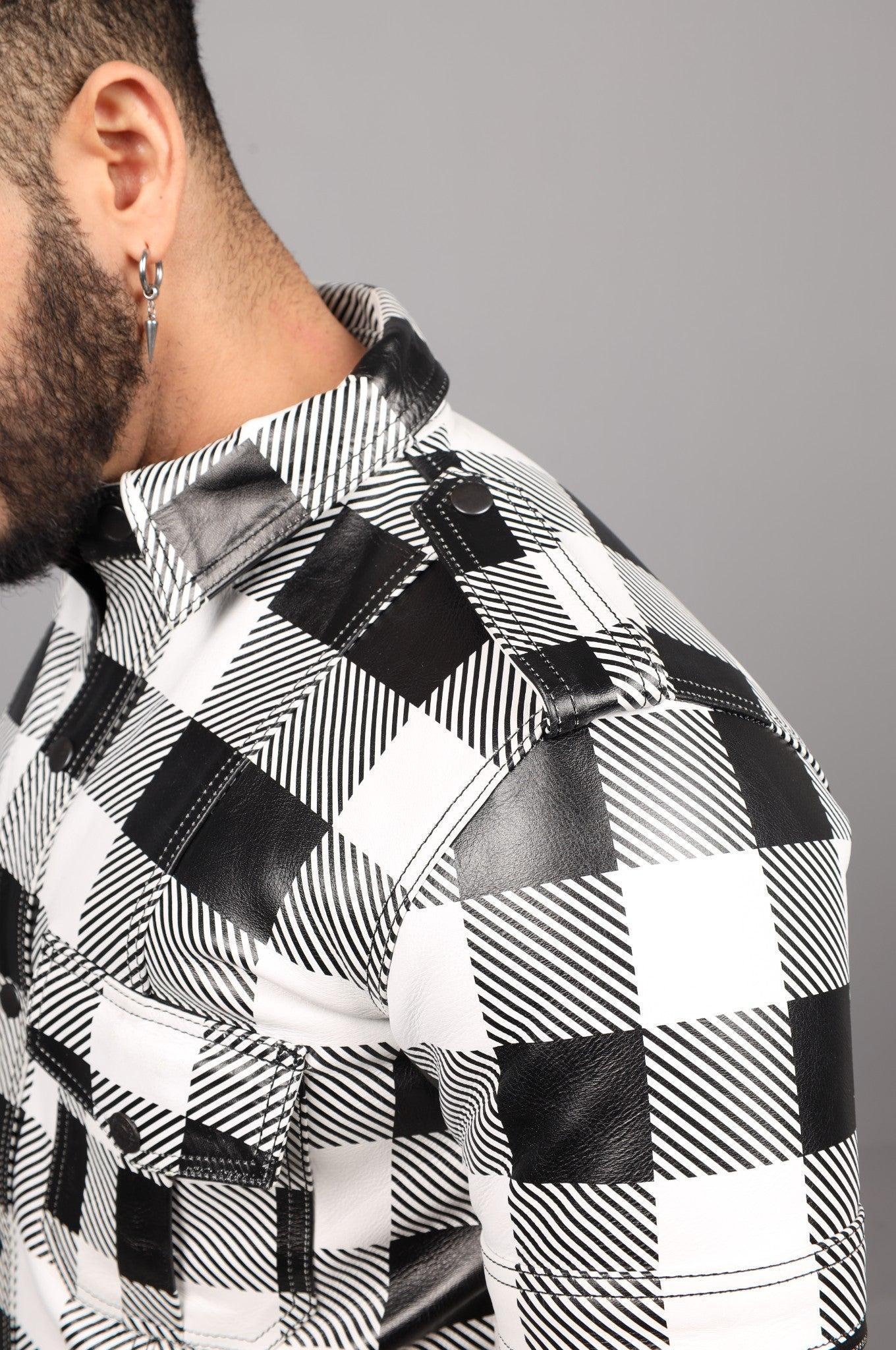 White Flannel Leather Shirt at MR. Riegillio