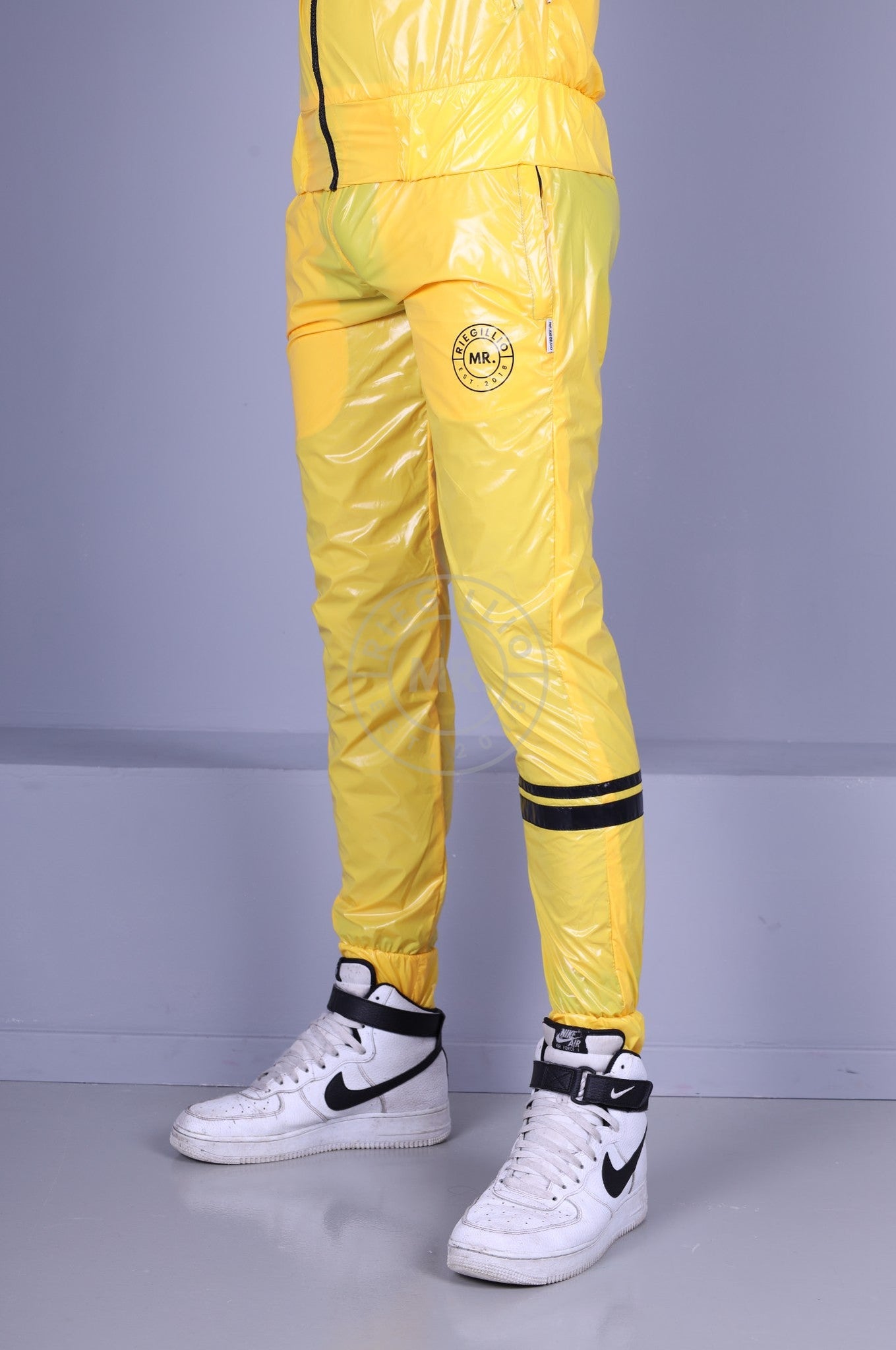 Shiny Nylon Tracksuit Pants - Yellow *DISCONTINUED ITEM* at MR. Riegillio