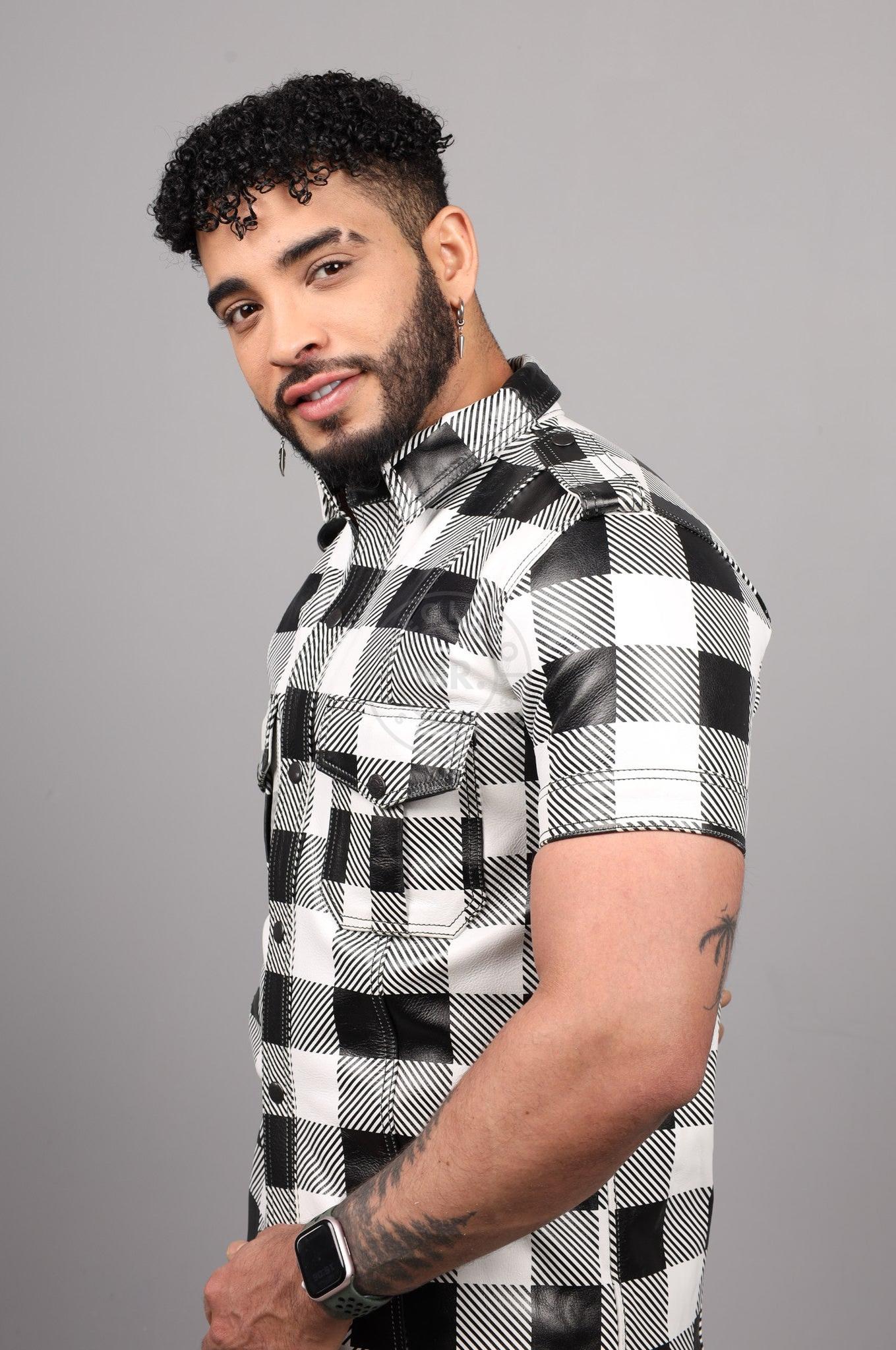 White Flannel Leather Shirt at MR. Riegillio