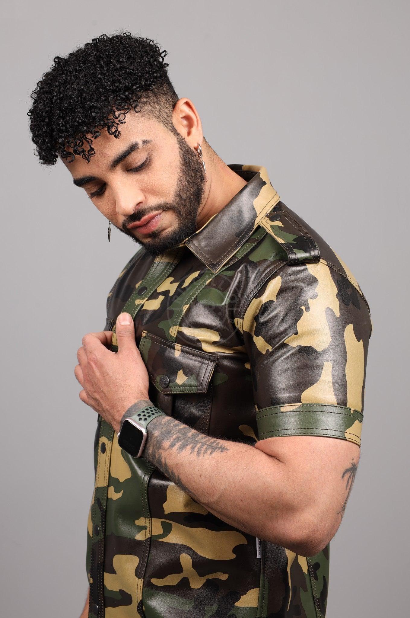 Green Camo Leather Shirt at MR. Riegillio