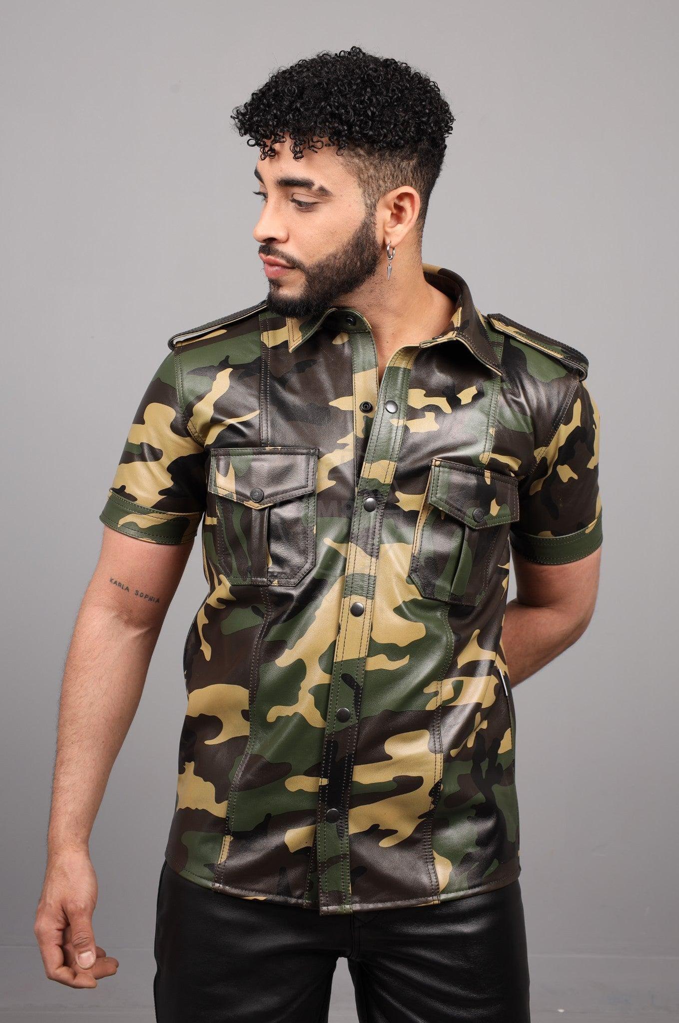 Green Camo Leather Shirt at MR. Riegillio