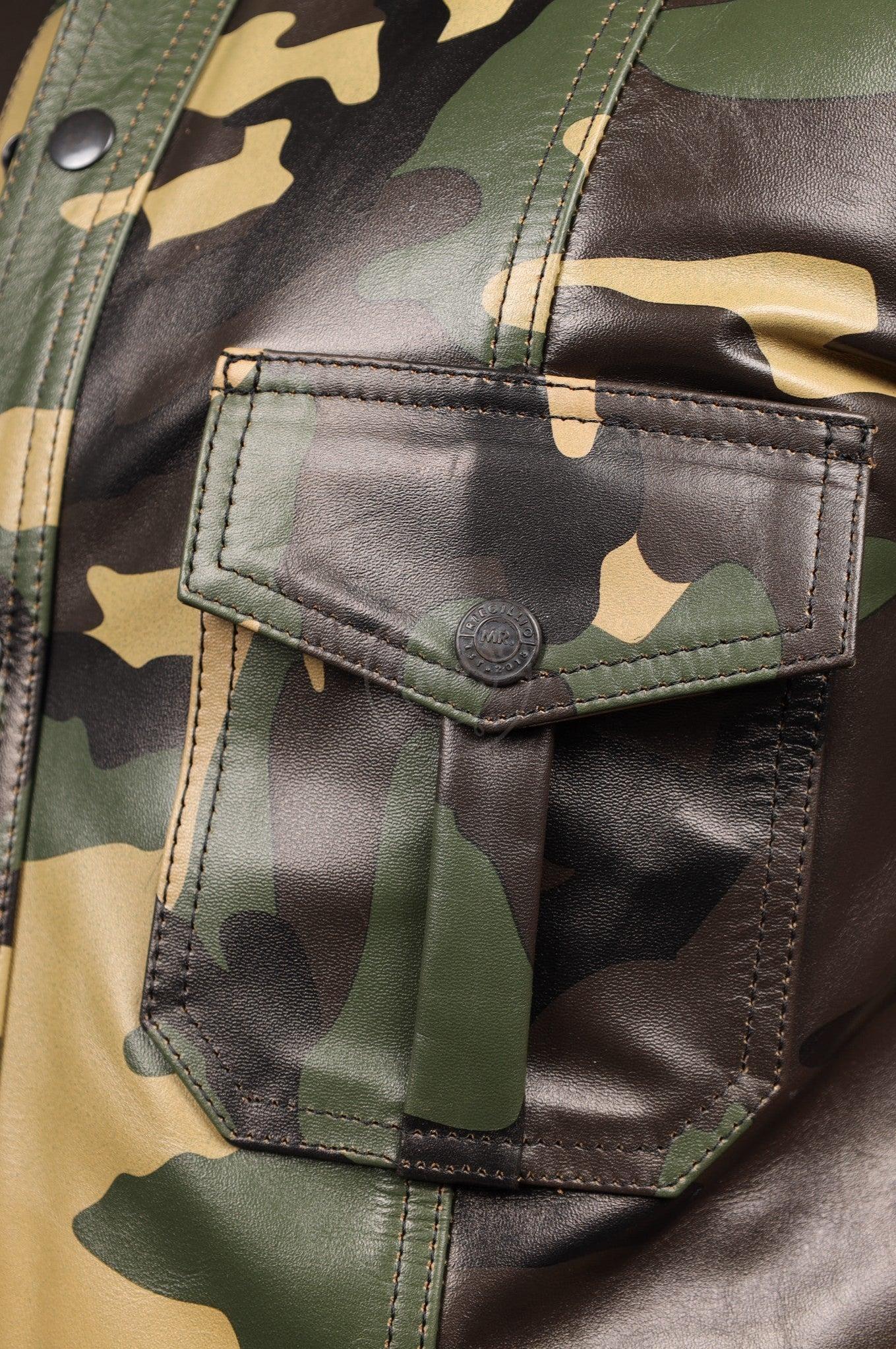 Green Camo Leather Shirt at MR. Riegillio