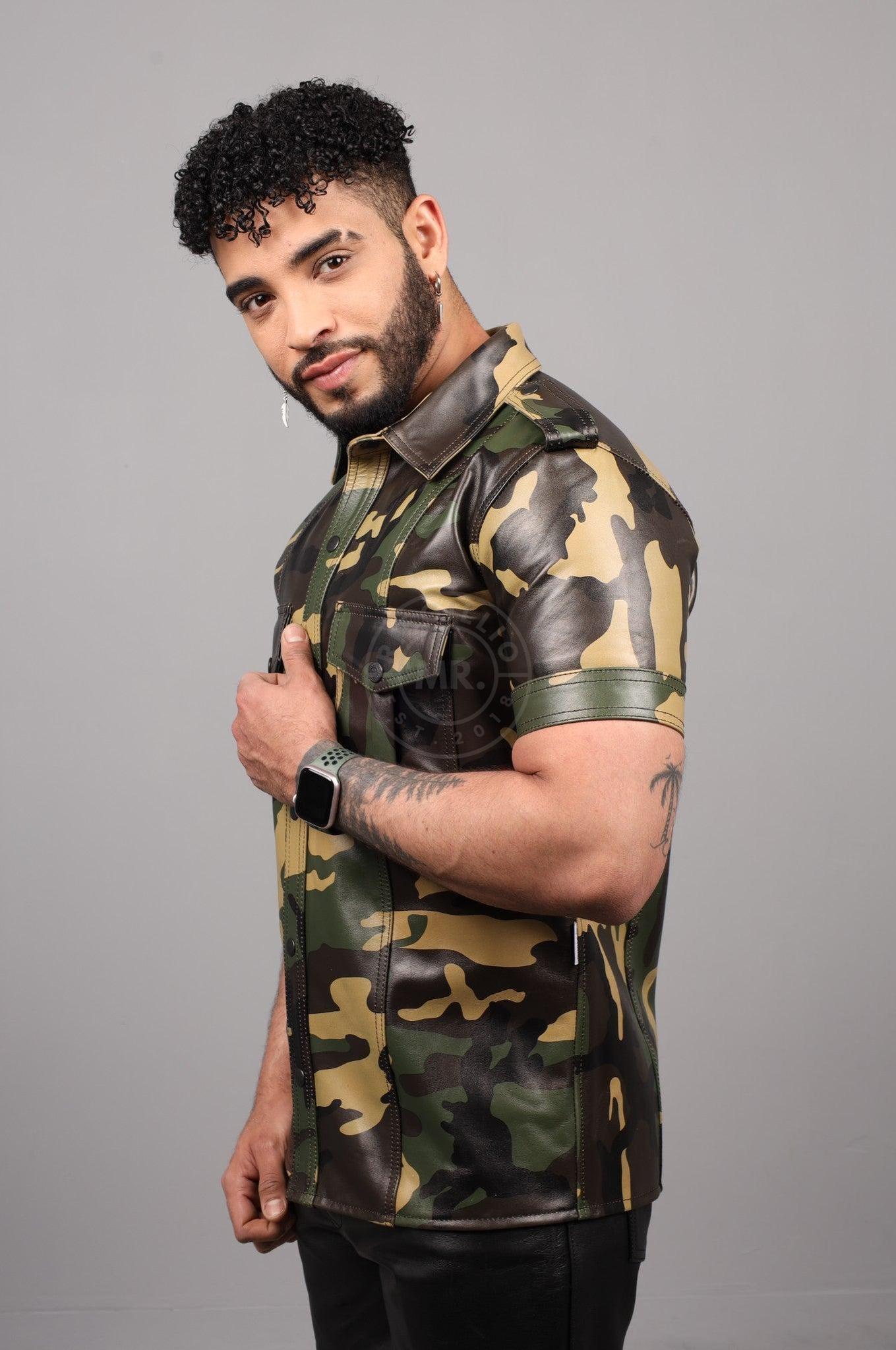 Green Camo Leather Shirt at MR. Riegillio