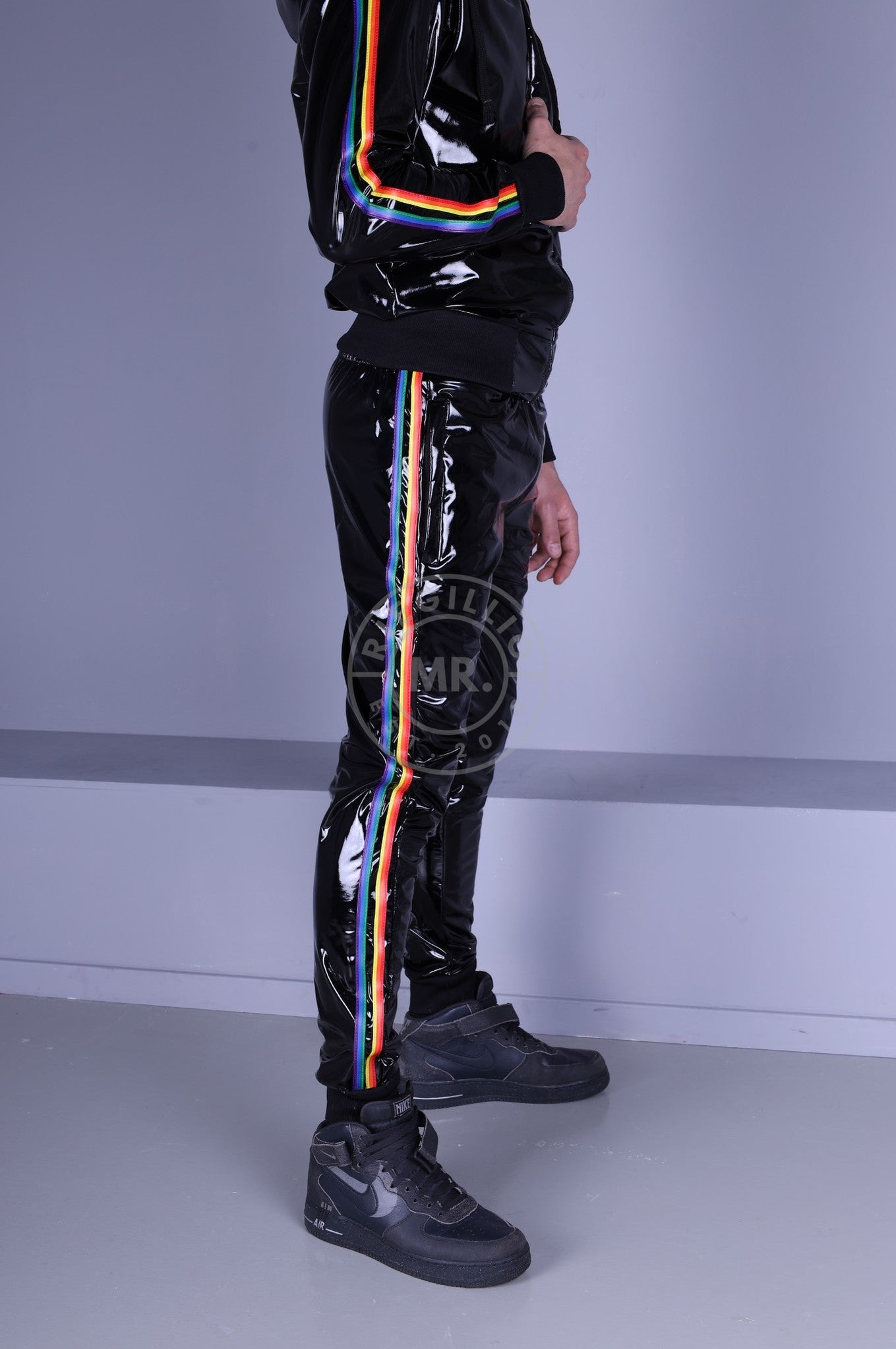 Black PVC Tracksuit Pants - PROUD at MR. Riegillio