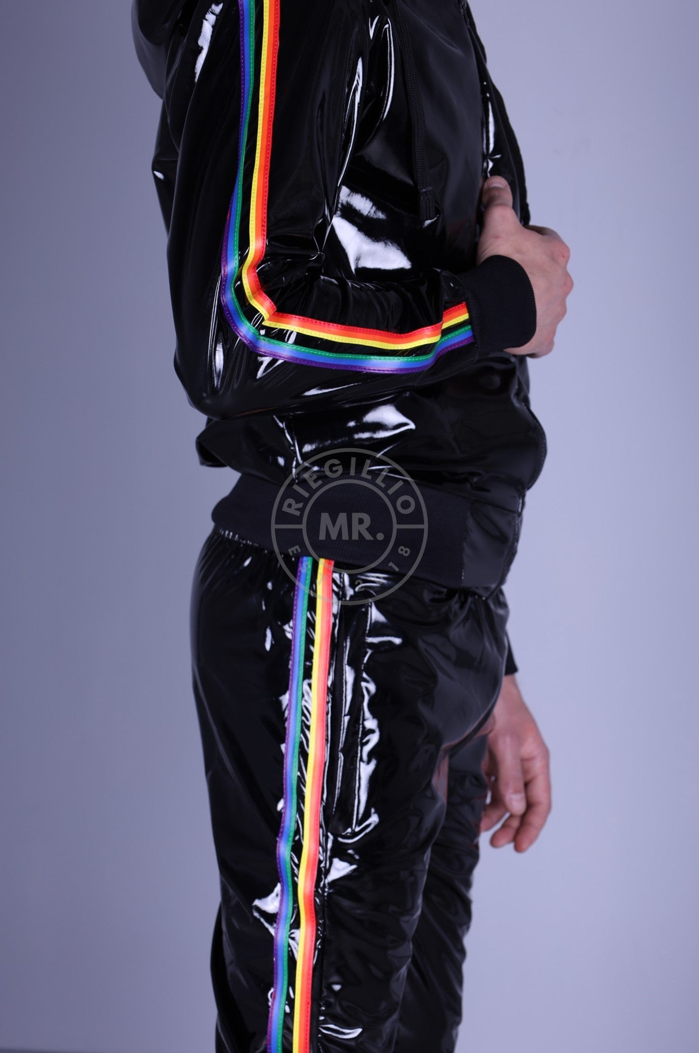 Black PVC Tracksuit Pants - PROUD at MR. Riegillio