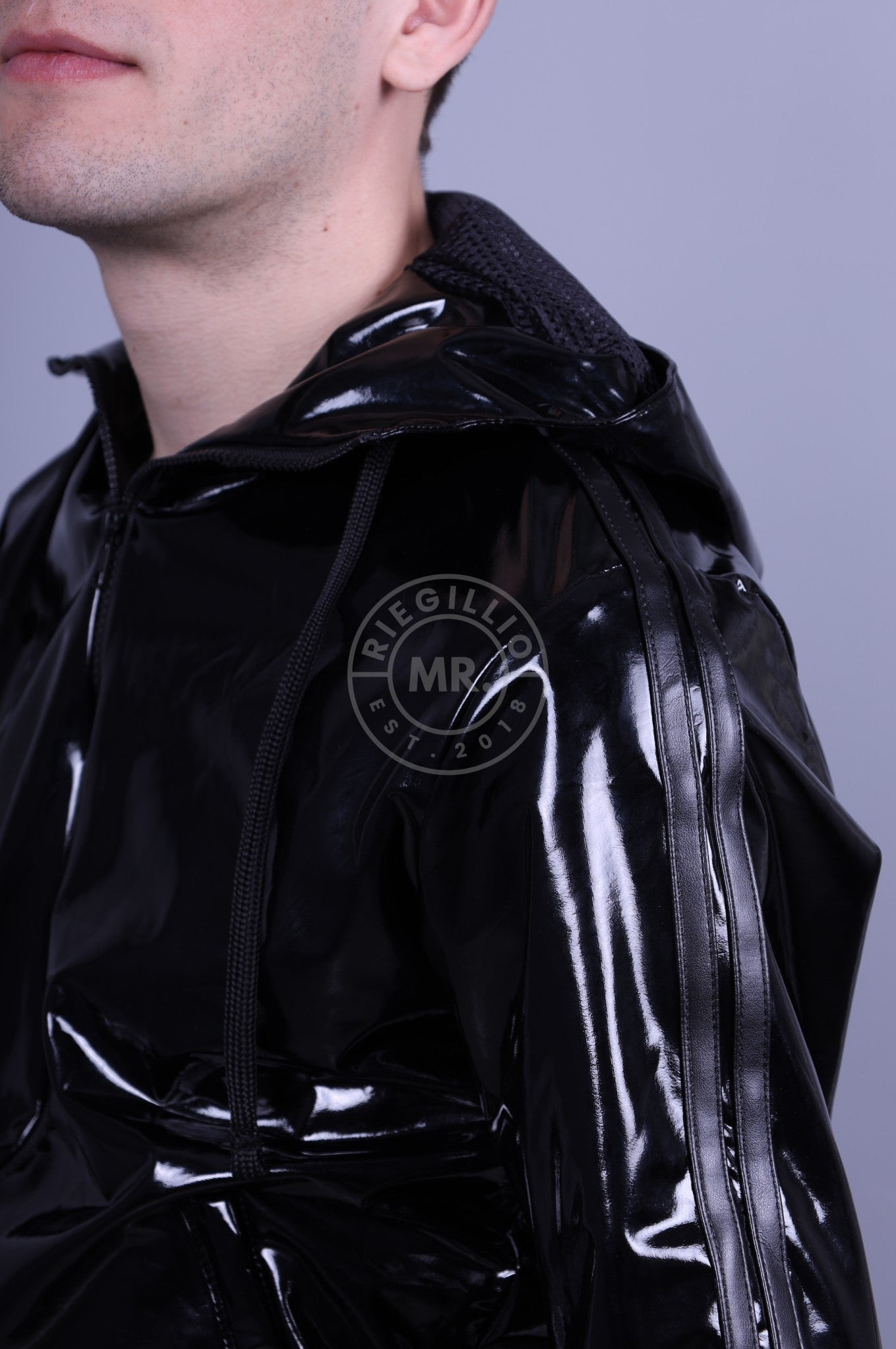 Full Black PVC Tracksuit Jacket at MR. Riegillio