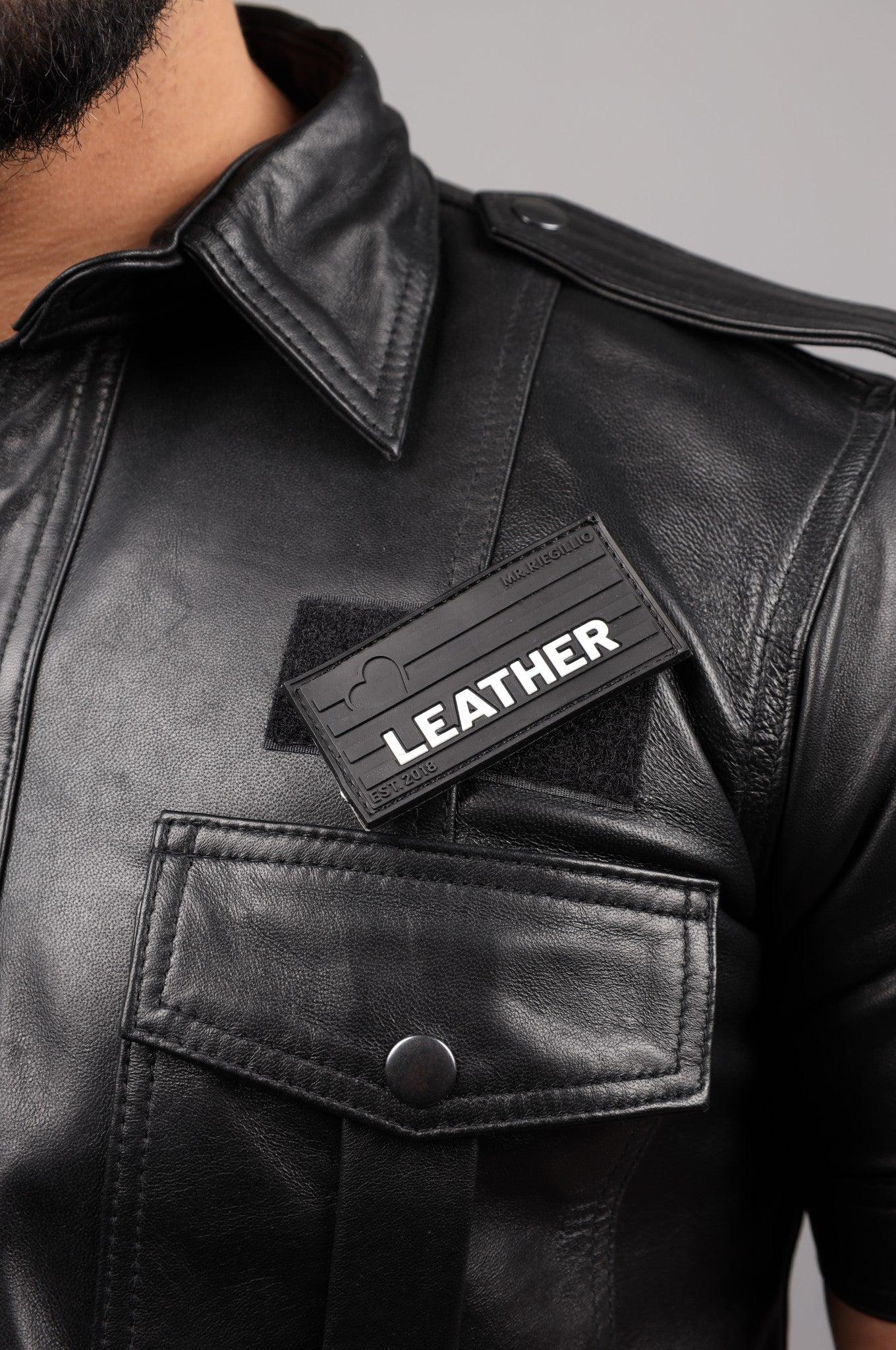 Black Leather Shirt - Velcro Patch 2.0 at MR. Riegillio