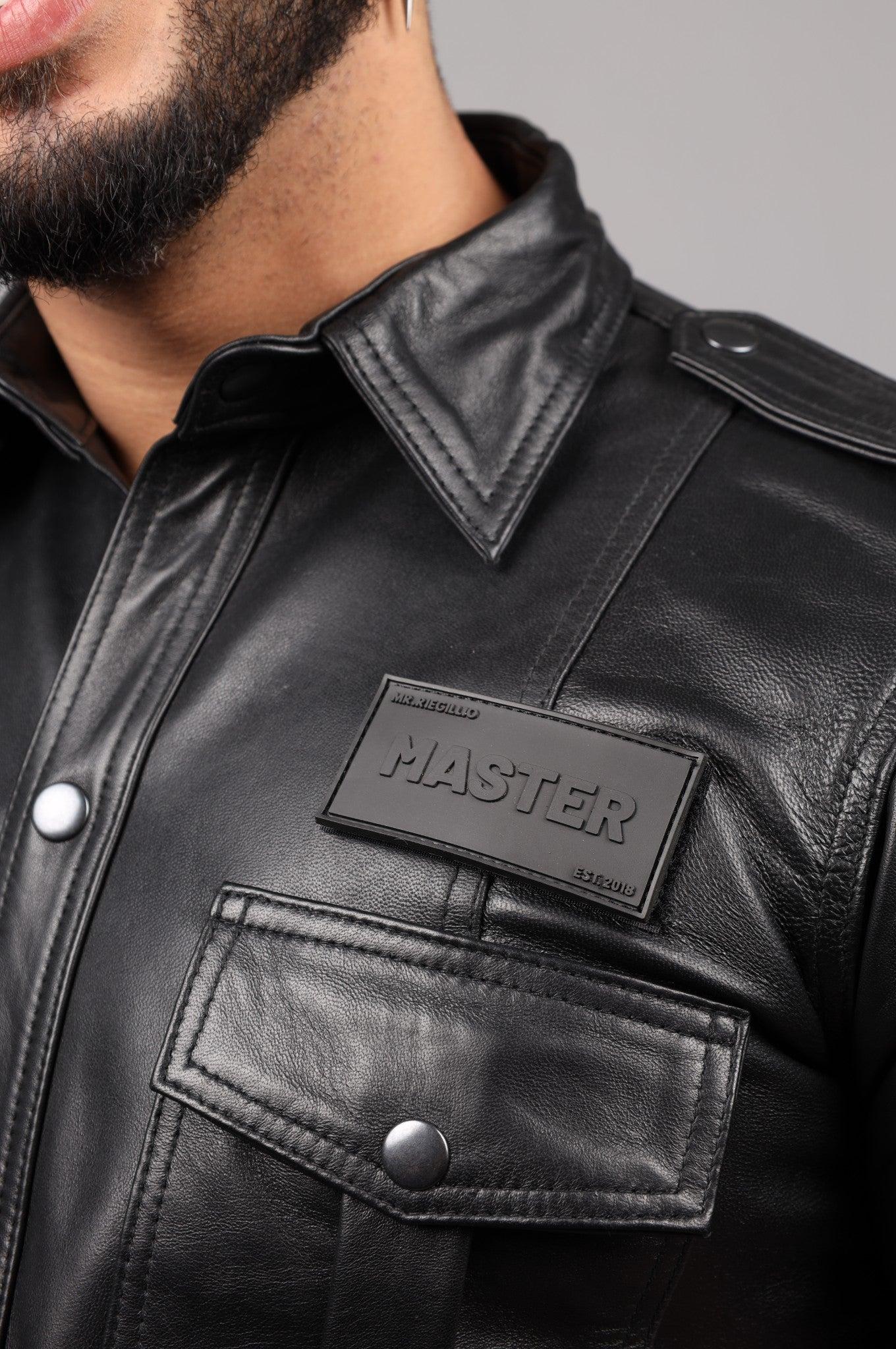 Black Leather Shirt - Velcro Patch 2.0 at MR. Riegillio