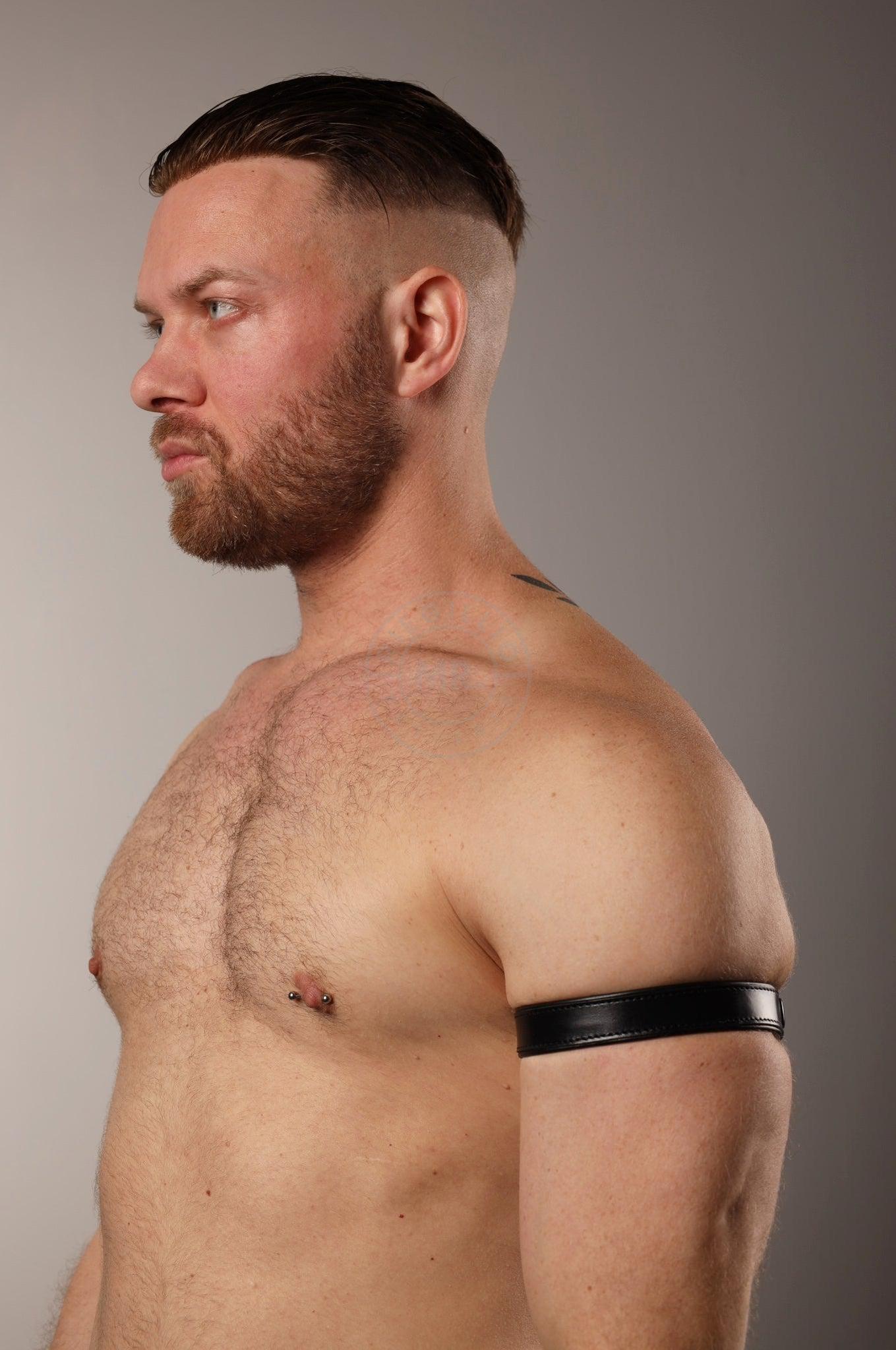 Black Leather Bicep Armband - Snap - Full Black at MR. Riegillio