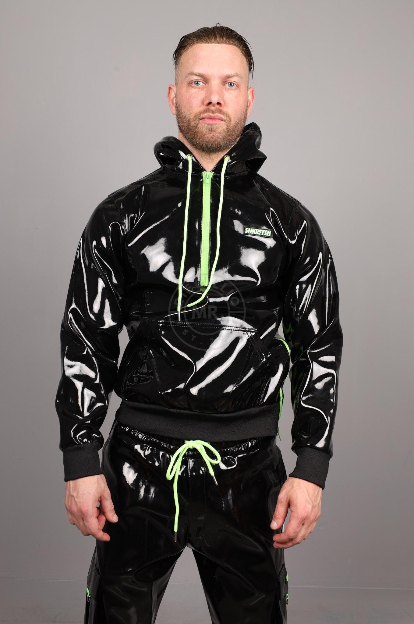 SNKRFTSH Black PVC Zip Up Hoodie - Neon Touch at MR. Riegillio