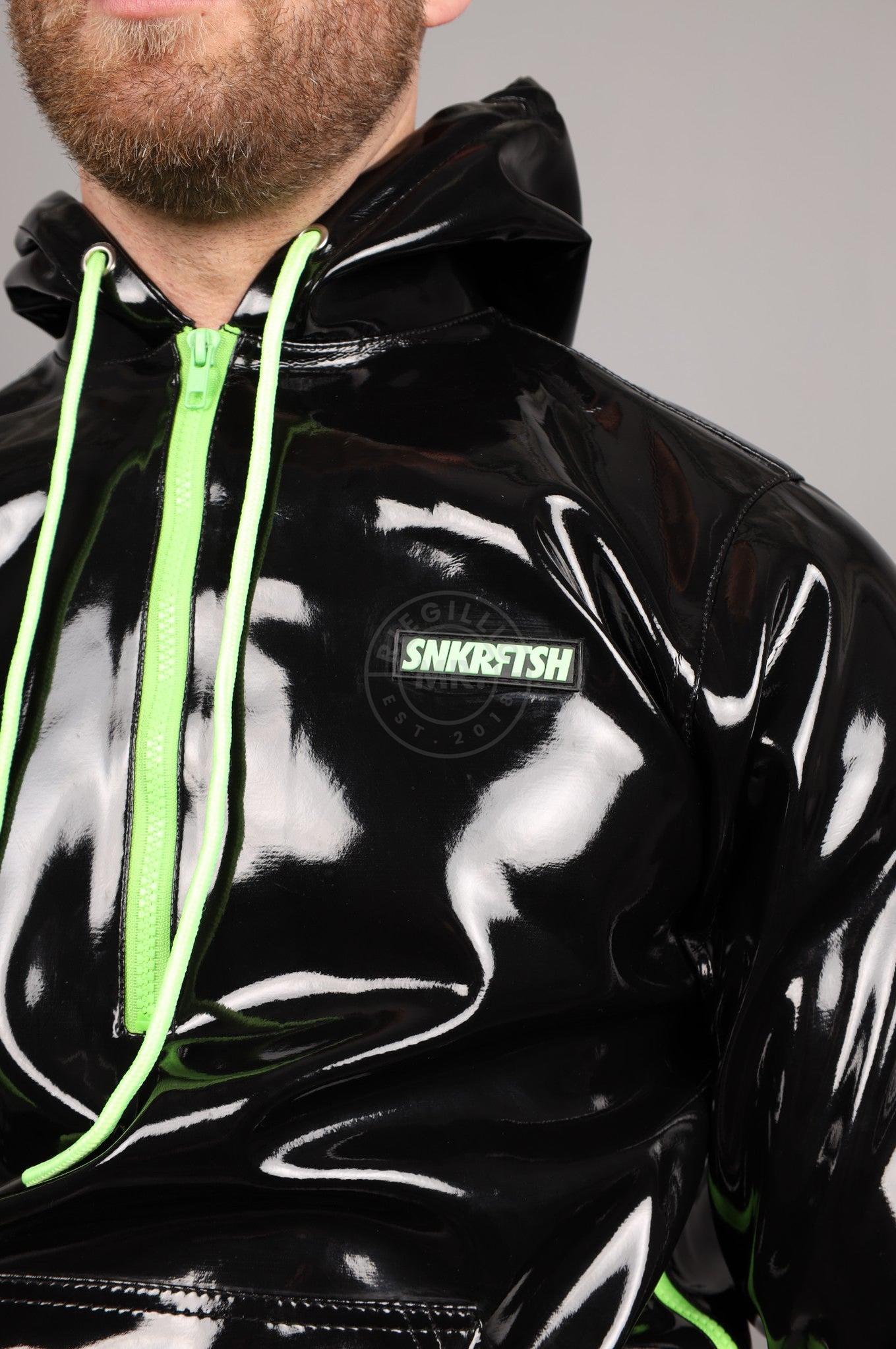 SNKRFTSH Black PVC Zip Up Hoodie - Neon Touch at MR. Riegillio