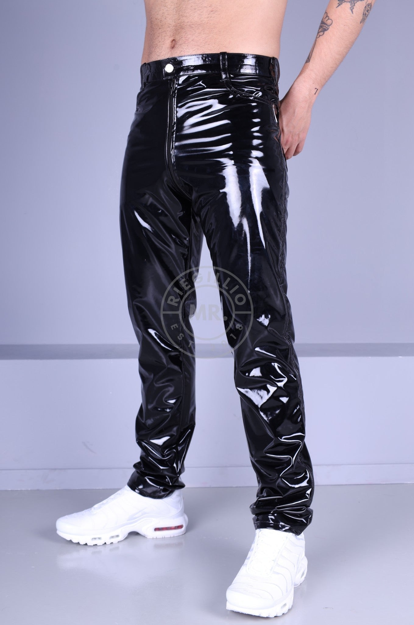 Black PVC Pants - Thru Zip-at MR. Riegillio