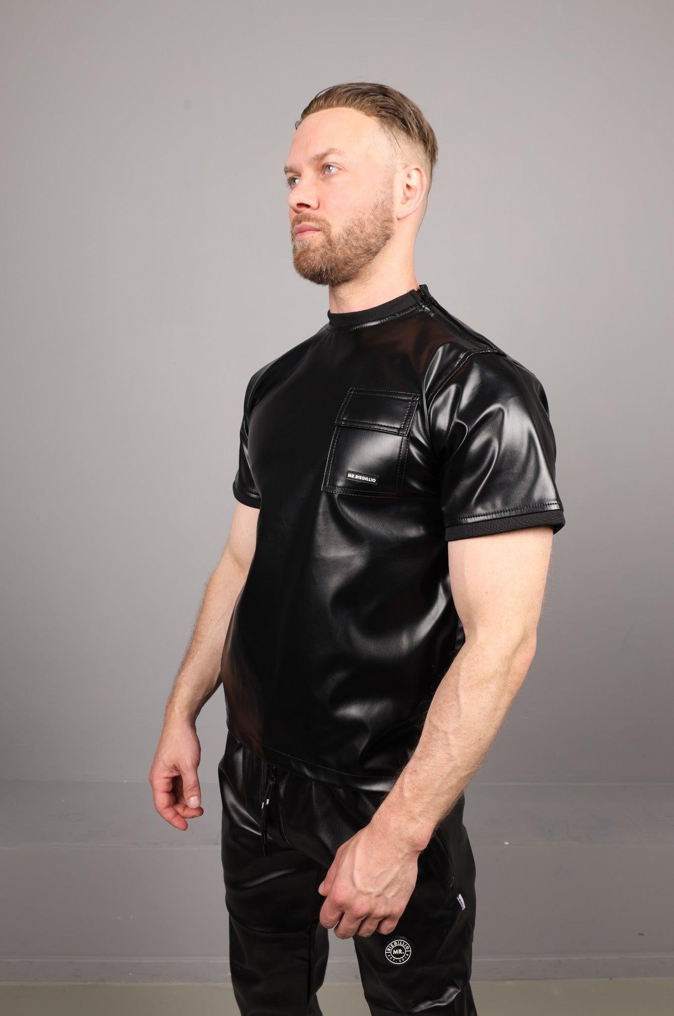 Vegan Leather Black T-Shirt at MR. Riegillio