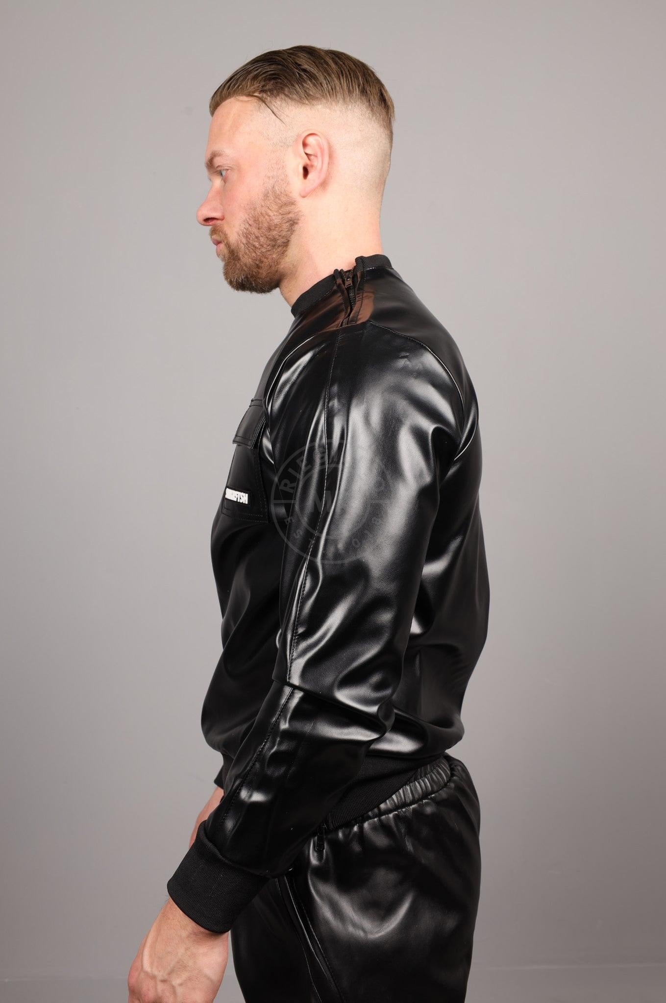 SNKRFTSH Black Vegan Leather Sweater at MR. Riegillio
