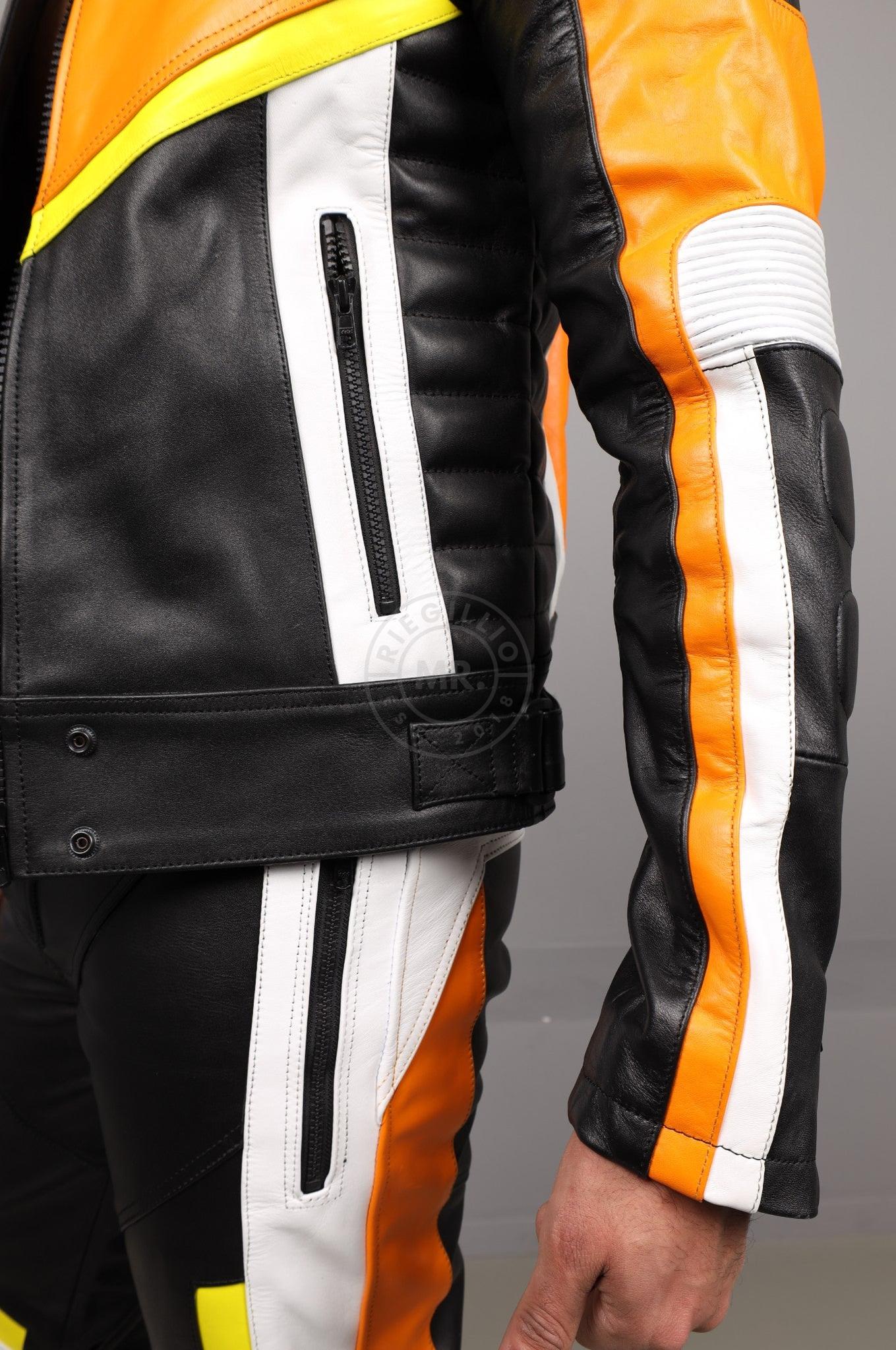 Leather Motorcycle Jacket - Multi - Orange at MR. Riegillio