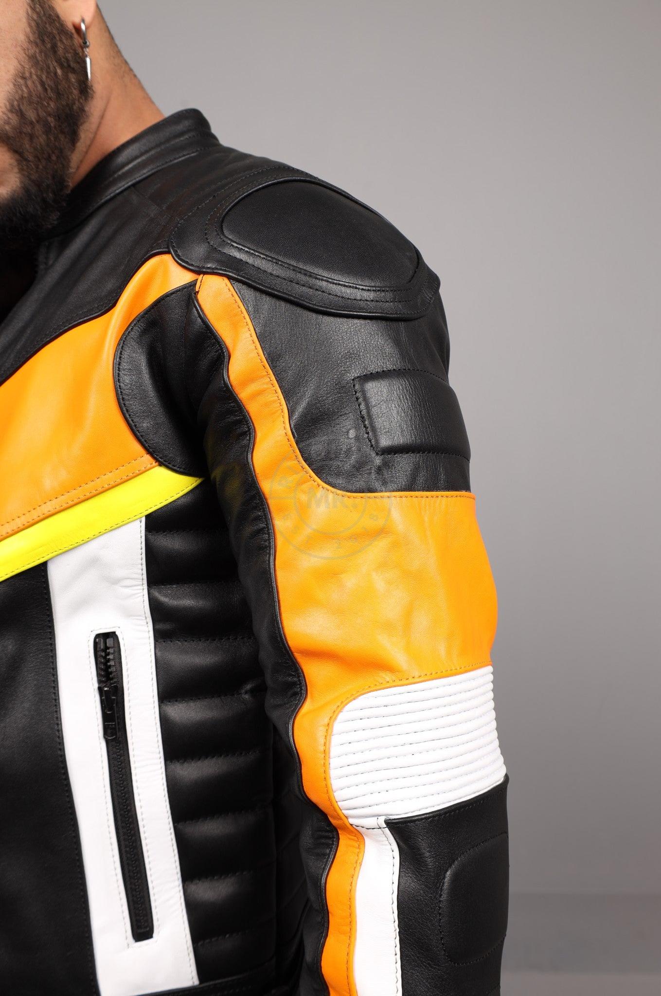 Leather Motorcycle Jacket - Multi - Orange at MR. Riegillio