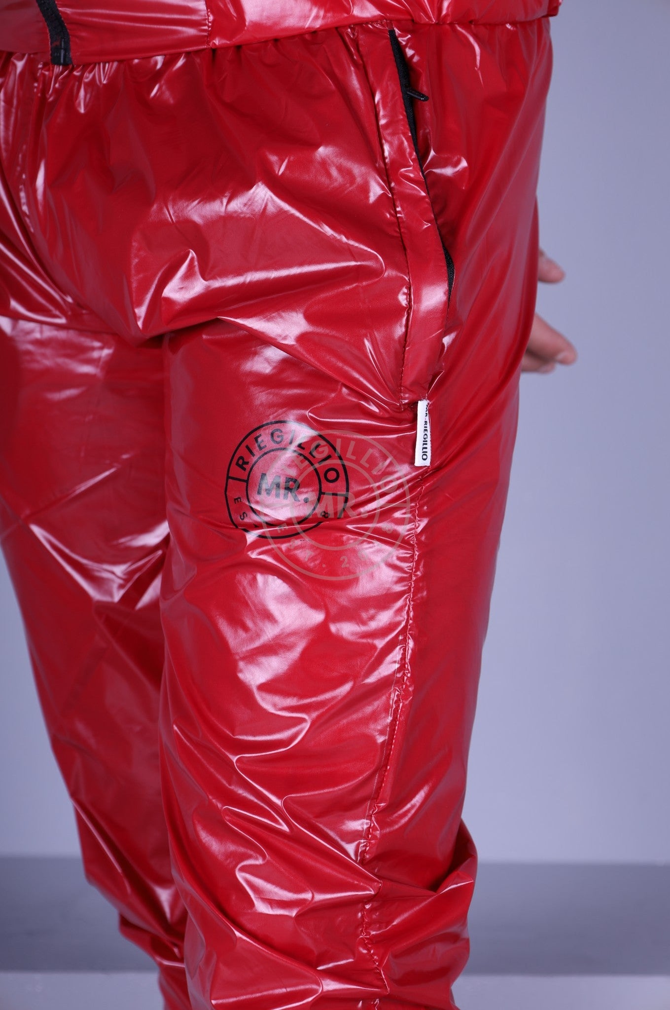 Shiny Nylon Tracksuit Pants - Red at MR. Riegillio