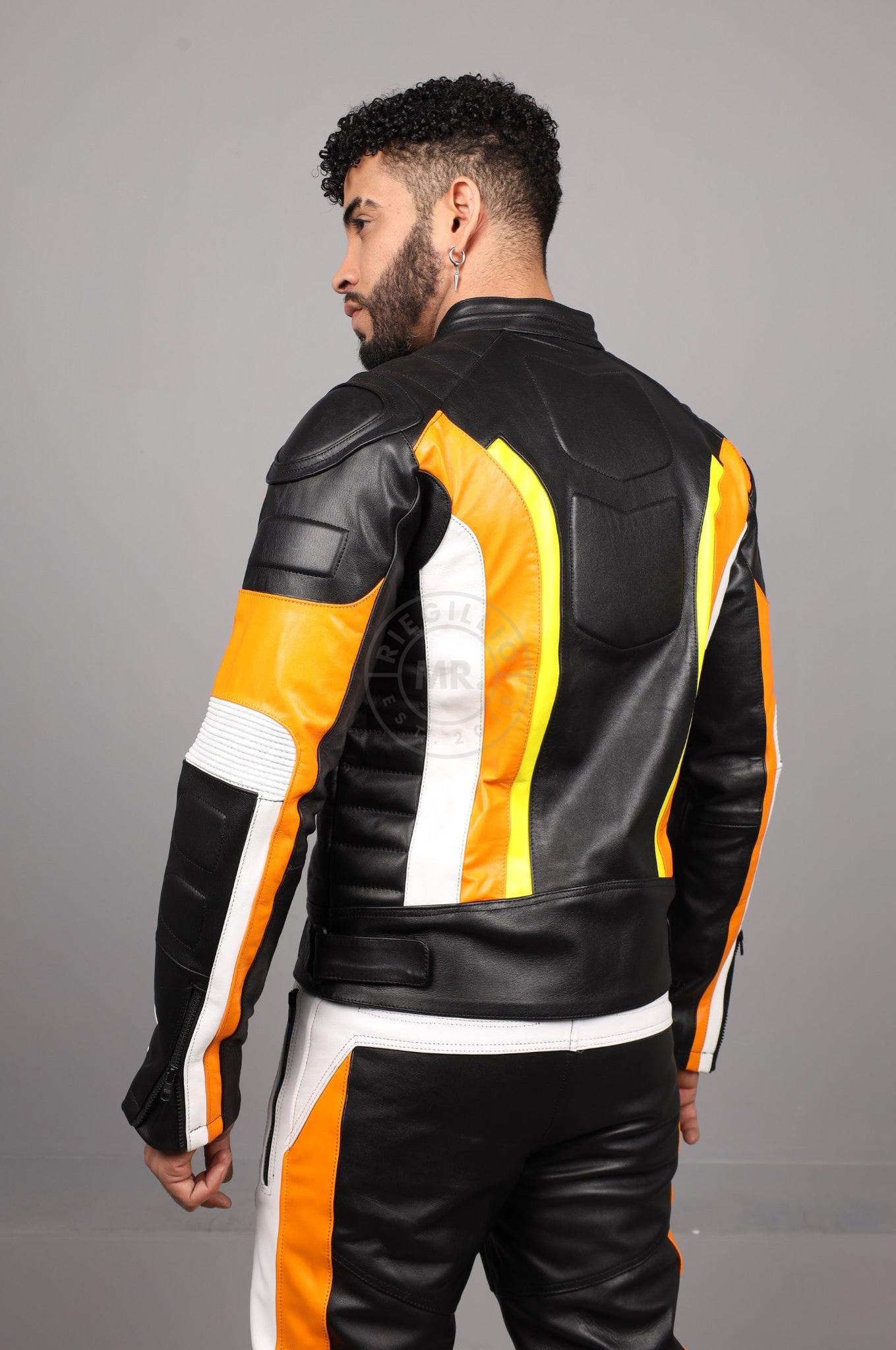 Leather Motorcycle Jacket - Multi - Orange at MR. Riegillio