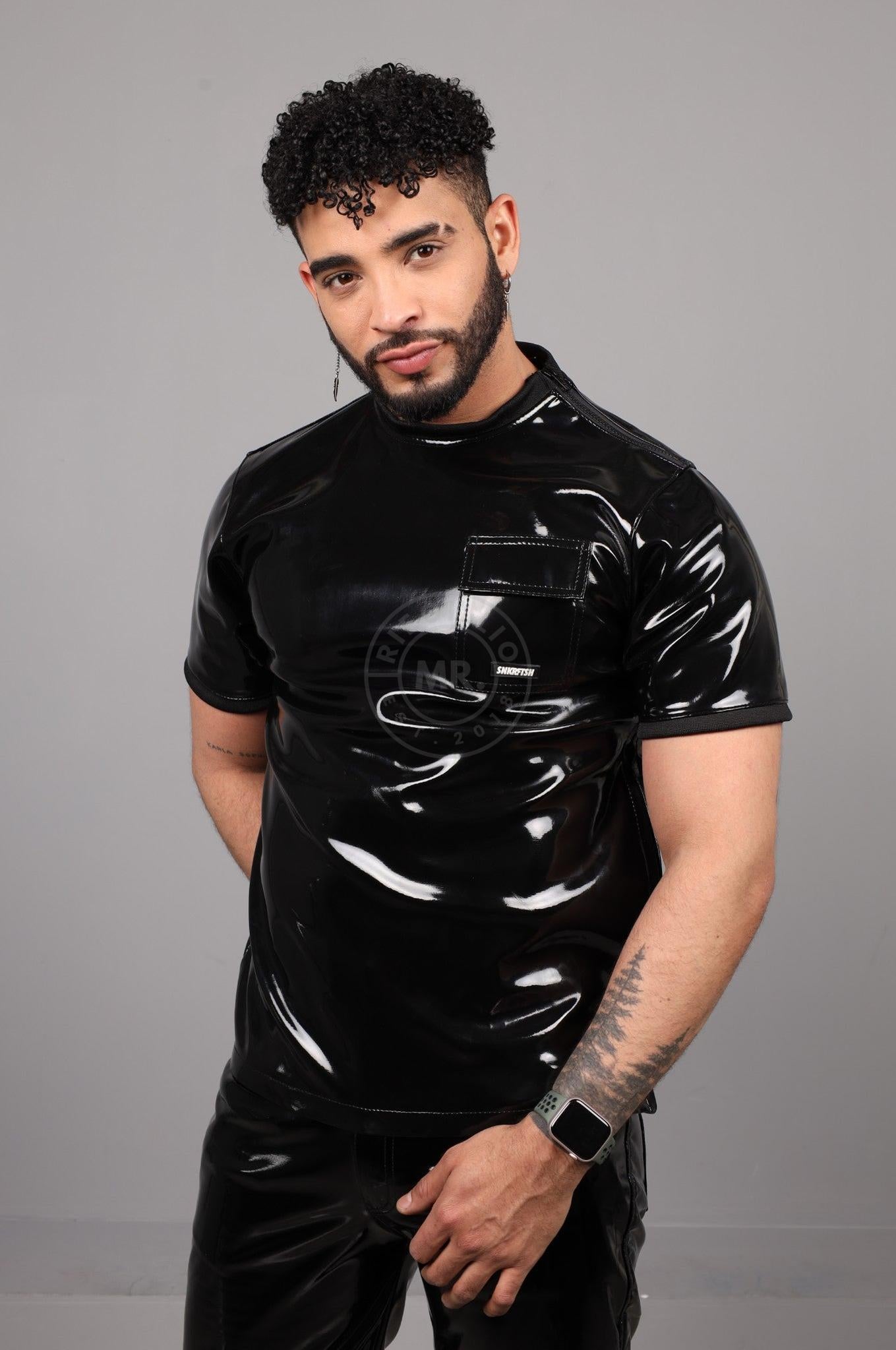 SNKRFTSH Black PVC T-Shirt at MR. Riegillio
